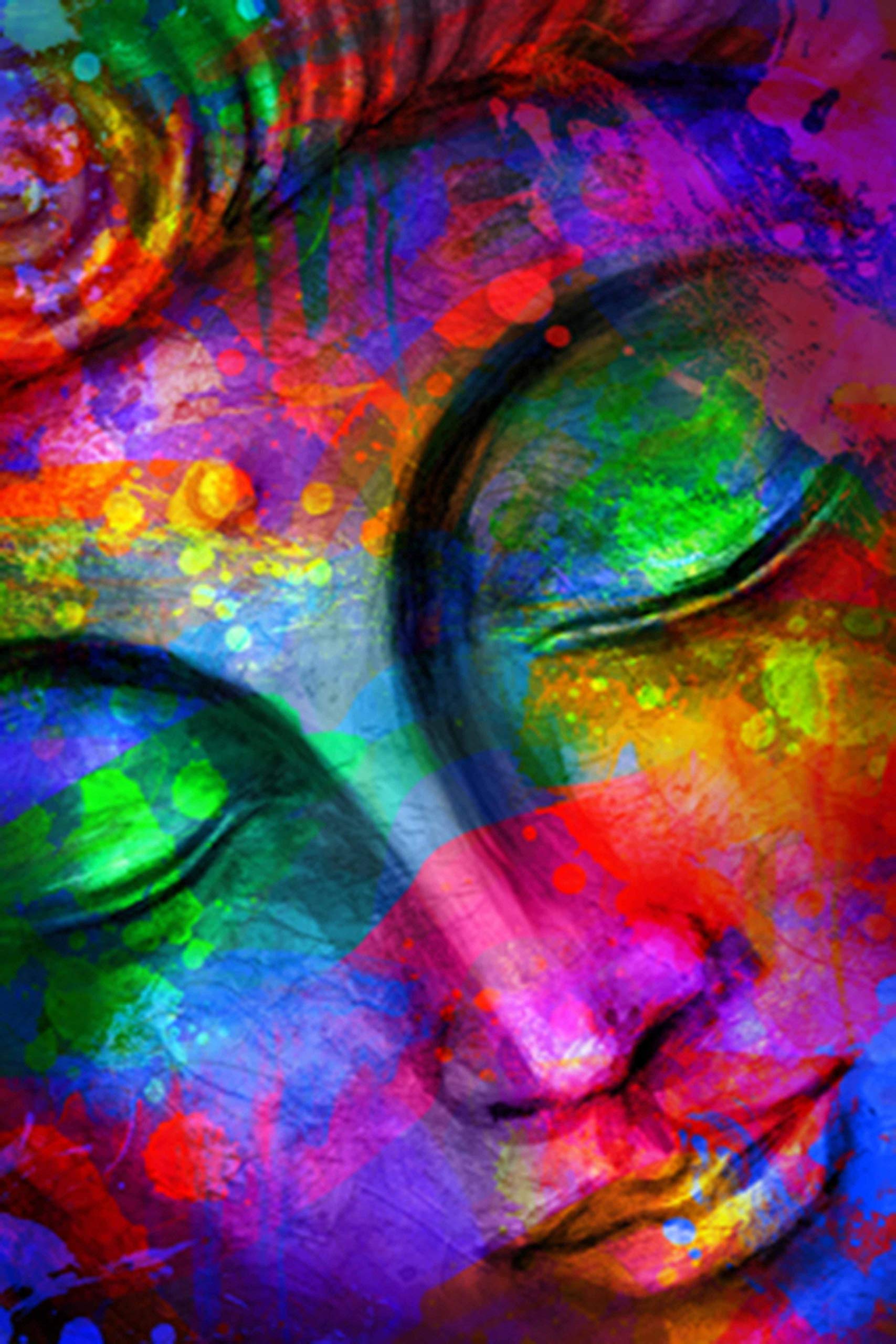 Wildmark Colorful Buddha Digital Framed Abstract Painting Art Wall Poster for Home Decoration (Muticolour 12x18 inches Paper -300 GSM)