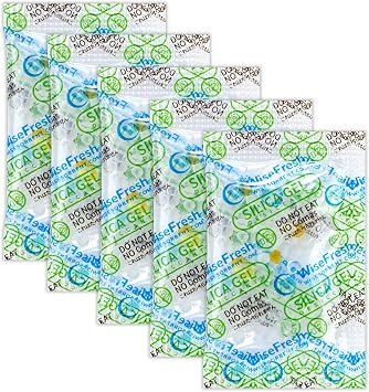 Wisesorb 500Pcs 1 Gram Food Safe Desiccant Packs, Silica Gel Packets, Indicating Desiccant Moisture Absorbers for Storage