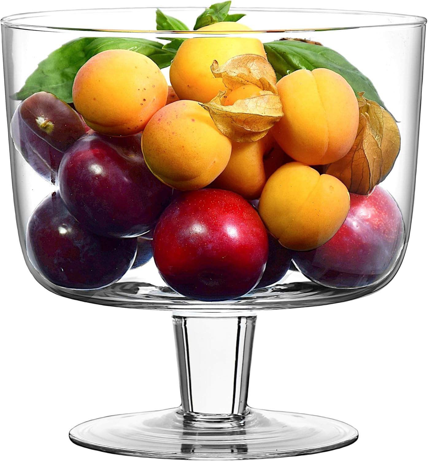 SOLAVIA Trifle Dessert Bowl Tall Clear Glass Hand Crafted Fruit H20cm