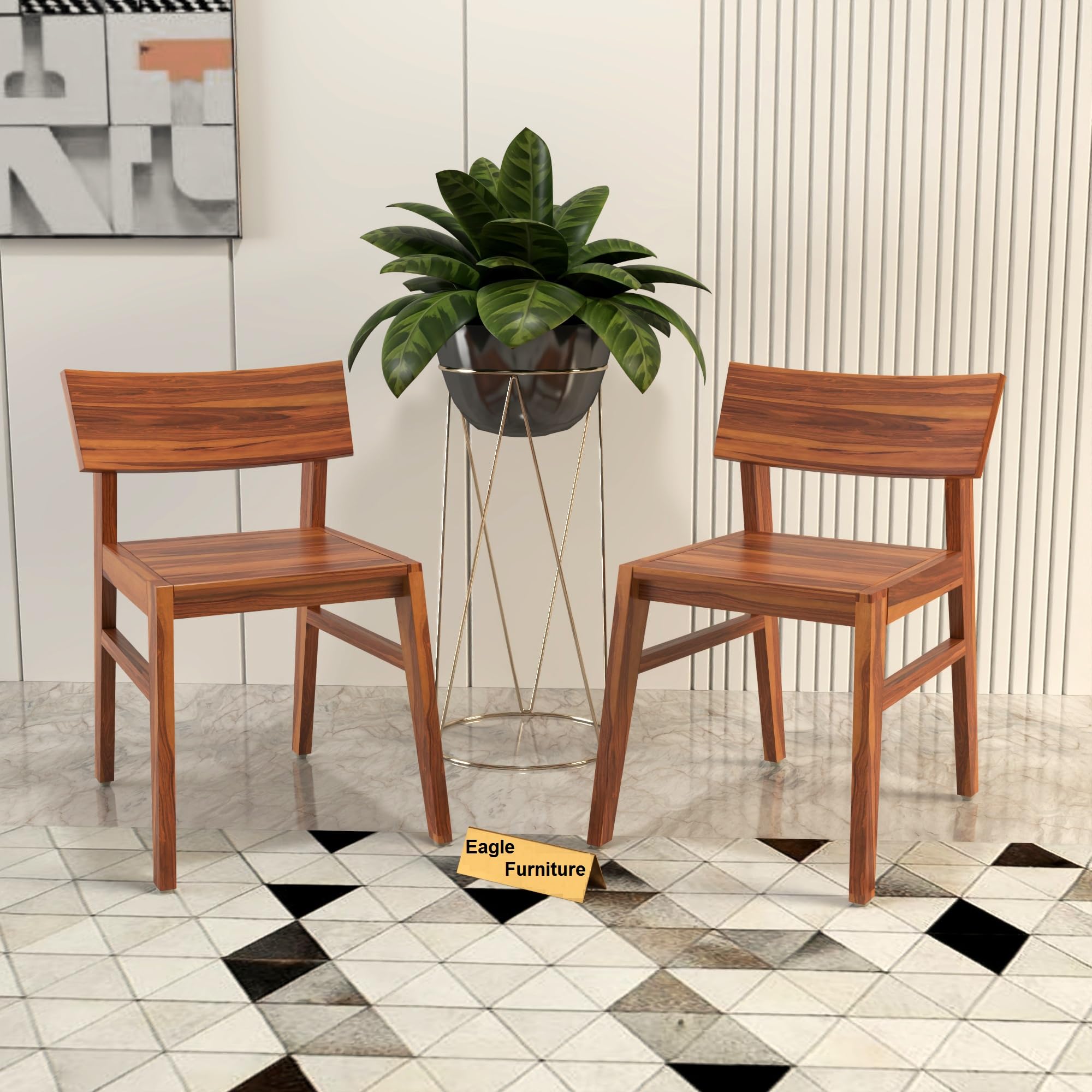 Eagle Furniture Solid Sheesham Wood Dining Chairs Only | Wooden Set of 2 Dinning Chair for Kitchen & Dining Room | Rosewood, Teak Finish-image-6