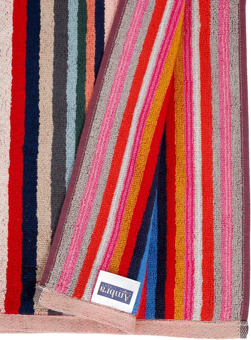 500 GSM Highly Absorbent Bath Towels Set, 100% Cotton, Soft and Plush, All Seasons Use, Extra Large, Cabana Style, Pool, Beach, Spa, Gym (Summer Striped)