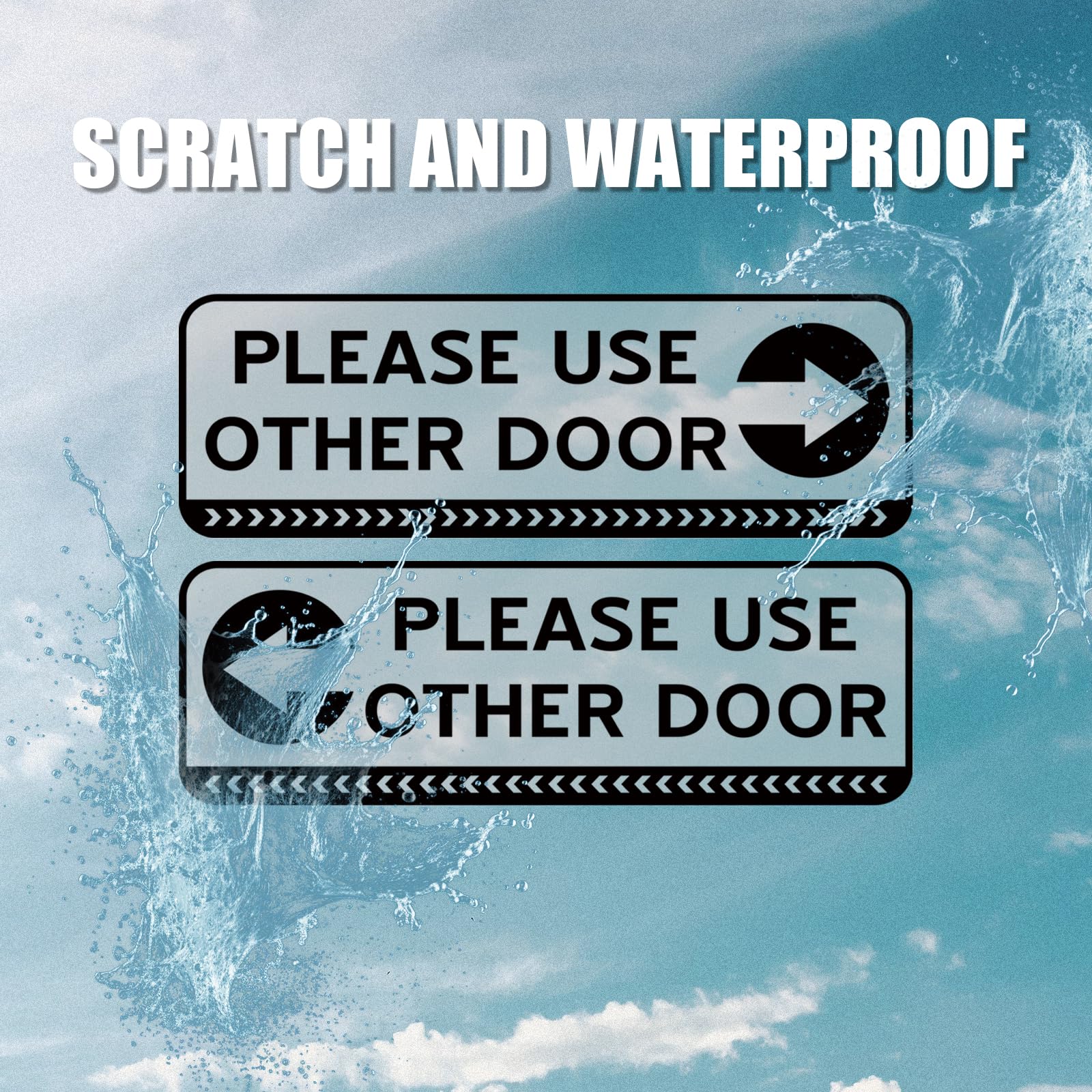 4x 'Please Use Other Door' Aufkleber – Statisch Haftend, 30x10 Cm, Mit Pfeilen (links/rechts)