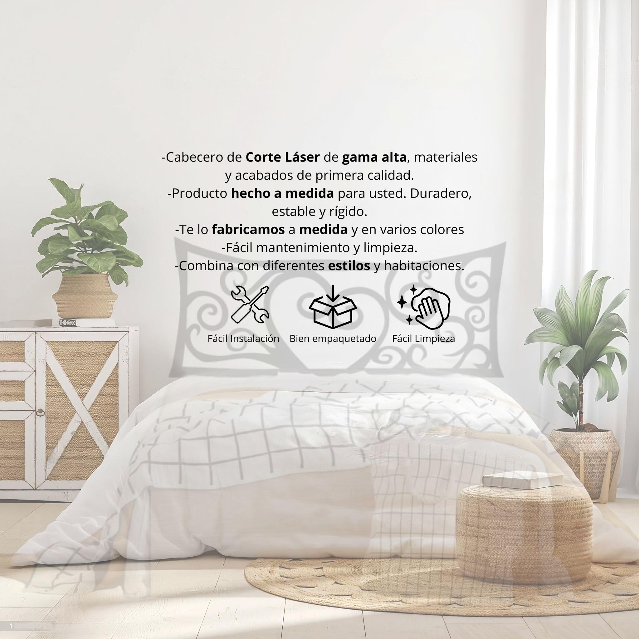 El Herrero Cabecero de Forja Corte Láser Alocado | Cabezal para Cama de Matrimonio e Individual | Producto Artesanal de España