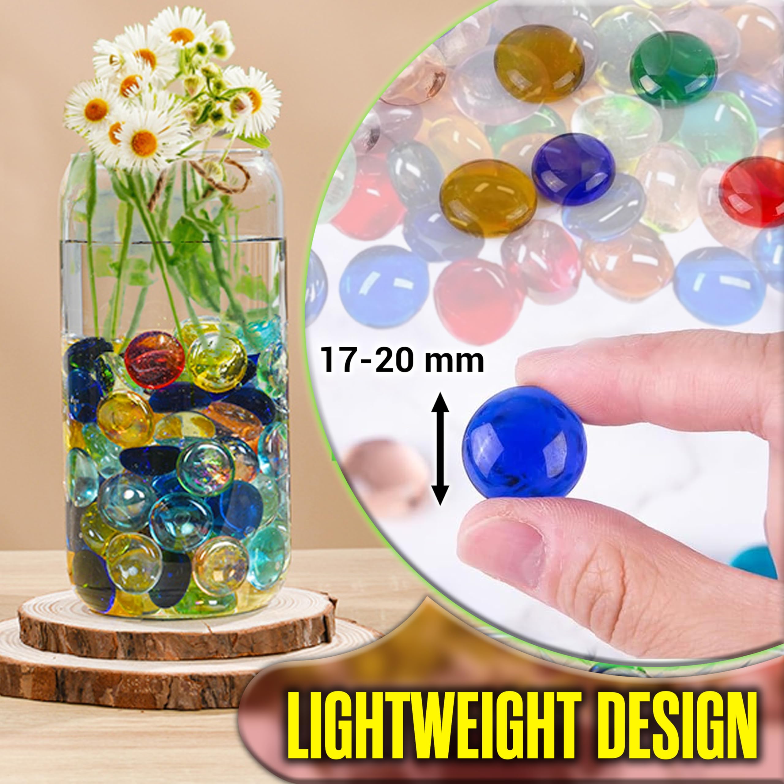 ARSUK Billes décoratives plates en verre pour décoration d'aquarium (2,3 kg, galets mixtes)