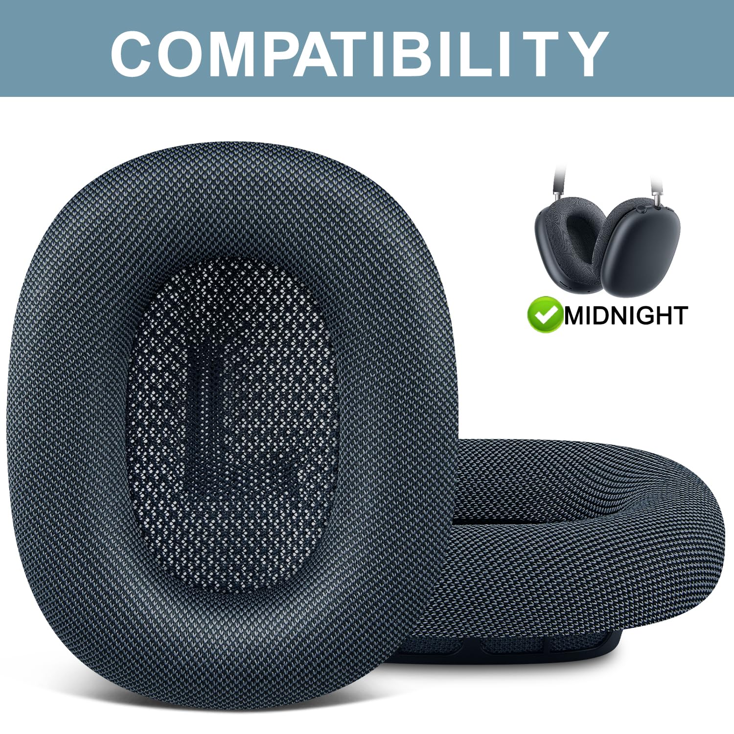 Sostituzione Copette Ear Pads Airpods Max Over-Ear con Tessuto Resiliente e Isolamento Acustico - Dettaglio