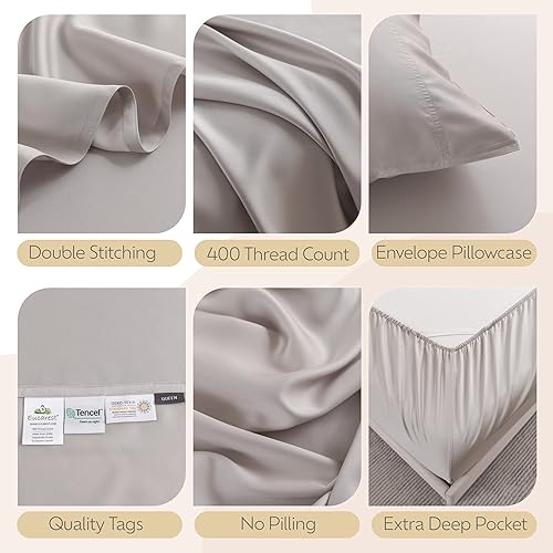 Miniatura 4 de EUCAREST Juego de fundas de almohada de lujo tamaño Queen, Tencel de eucalipto orgánico, hipoalergénico, regulación térmica, ultrasuave y