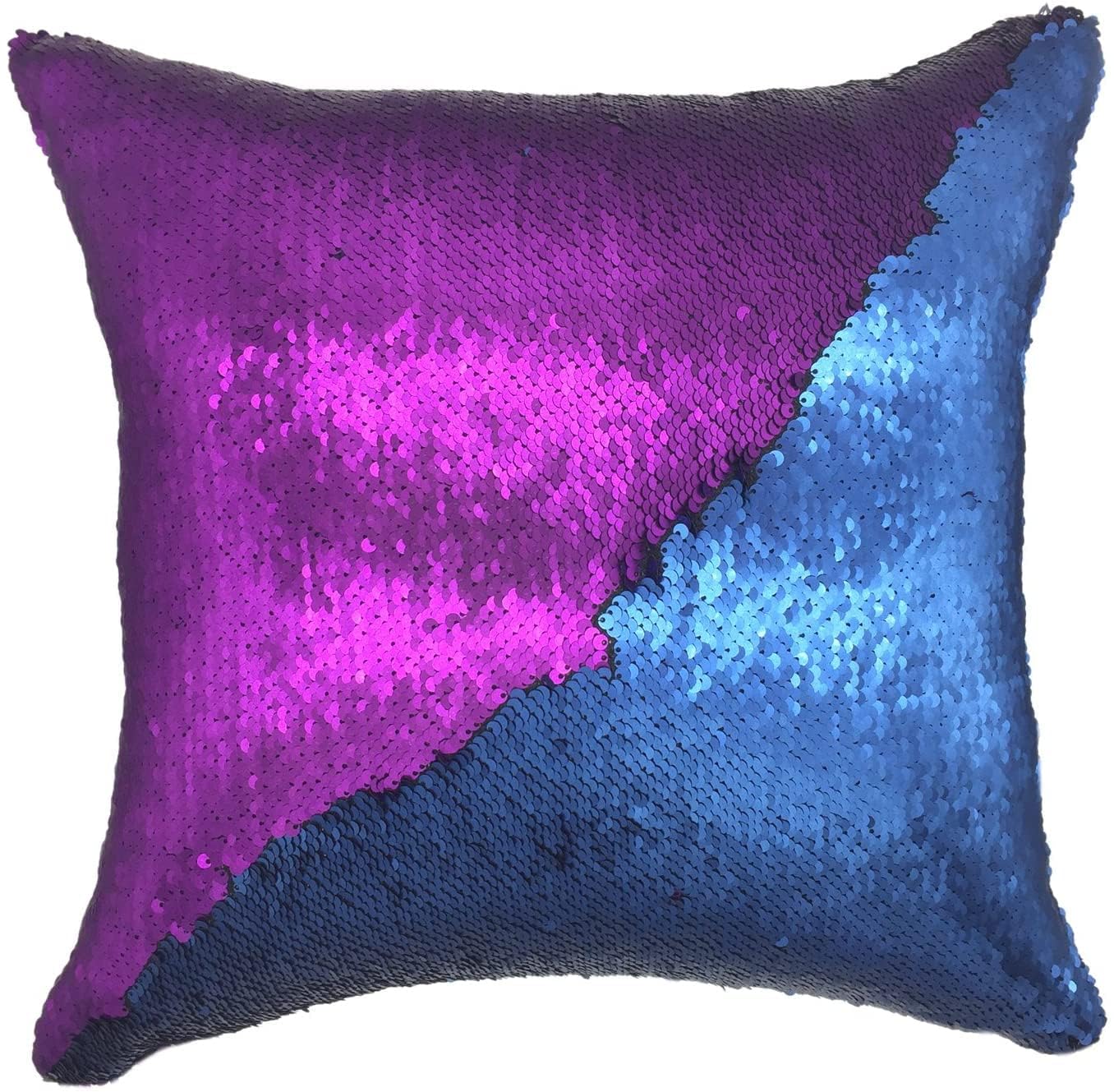 ARA CHOICE 16" Magic Mermaid Pillow Case | Reversible Sequin Glitter Cushion Cover | Decorative Sofa Cushion Cover | Soft PillowCase | Home Décor – for Sofa Bedroom (Purple & Blue)