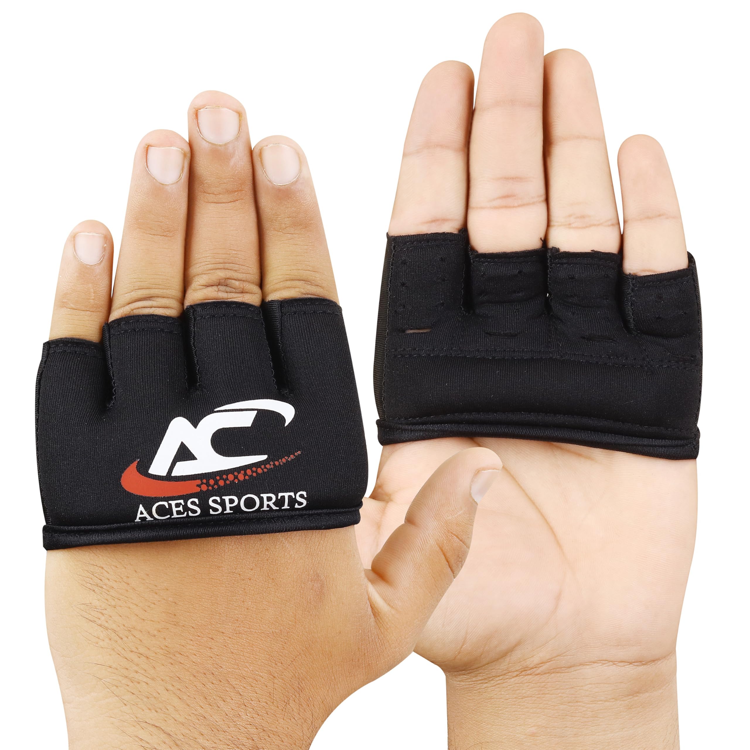 Aces Sports Knuckle Protector, Black MMA Gel Hand Guard, Fingerless Design (L/XL)