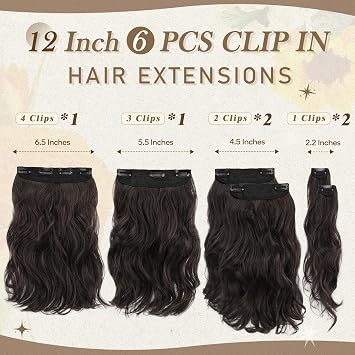 BARSDAR Straight Hair Bun + Short Wavy Clip in Hair Extensions -Dark Brown