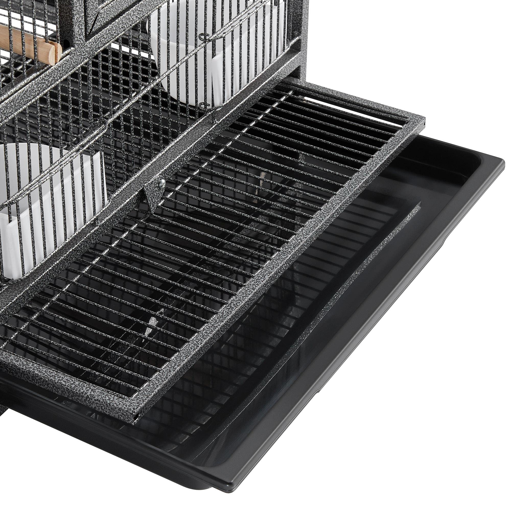 Yaheetech Cage Oiseau Volière Oiseaux Intérieur Exterieur pour Perruche Canari avec Accessoires complets 2 Portes en Métal 95,5 x 45,5 x 52,5cm Noir