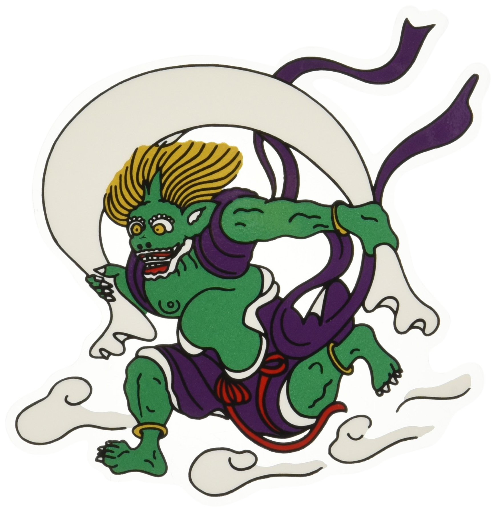 風神様38点 絡繰魂 粋 からくりだましい いき 風神雷神 刺繍 和柄 長袖Tシャツ