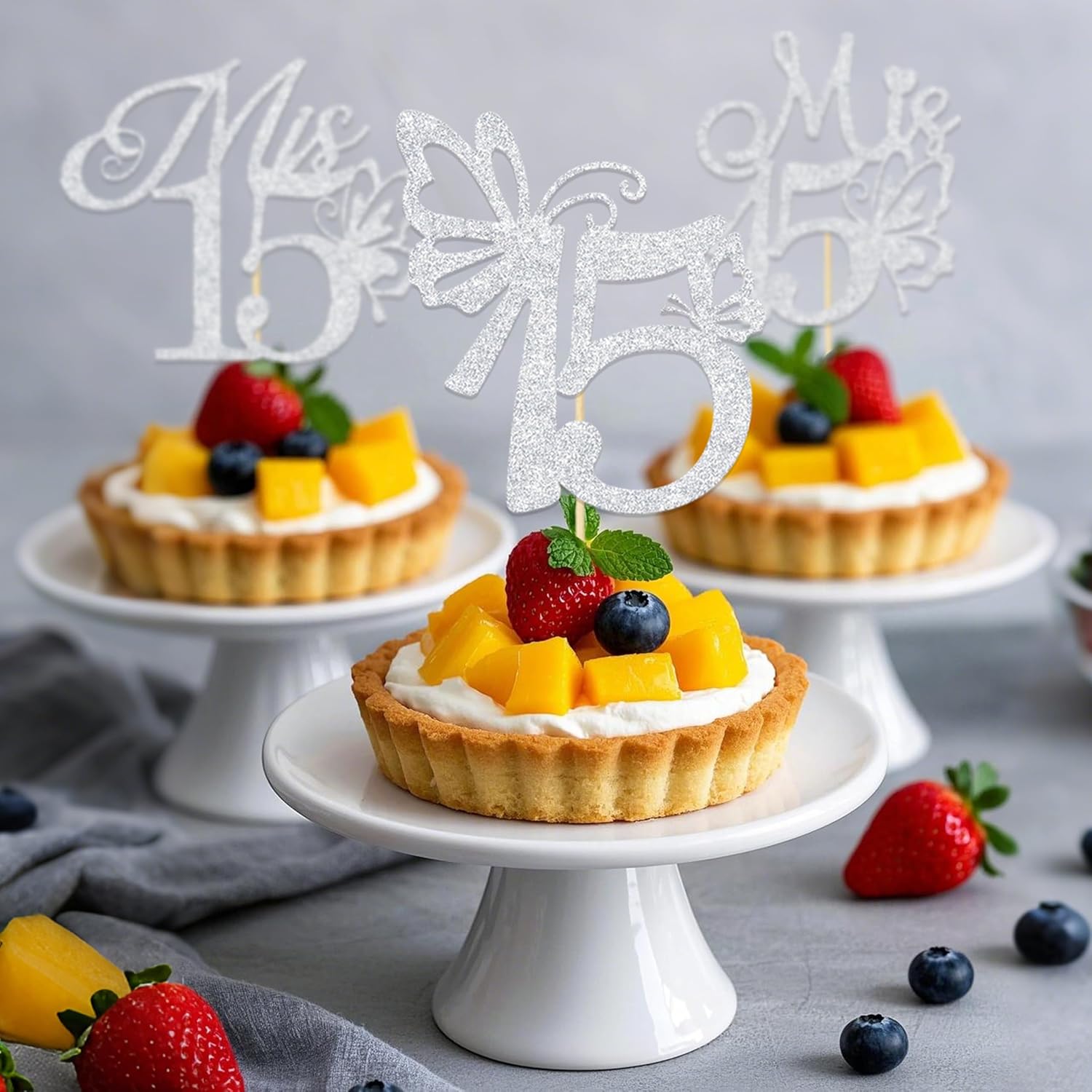 24PCS Mis 15 Cupcake Topper Mis 15 Anos Birthday Table Centerpieces for Girls Cheers to 15 Years Cake Decorations for 15th Birthday Anniversary Party Supplies Silver - Image 6