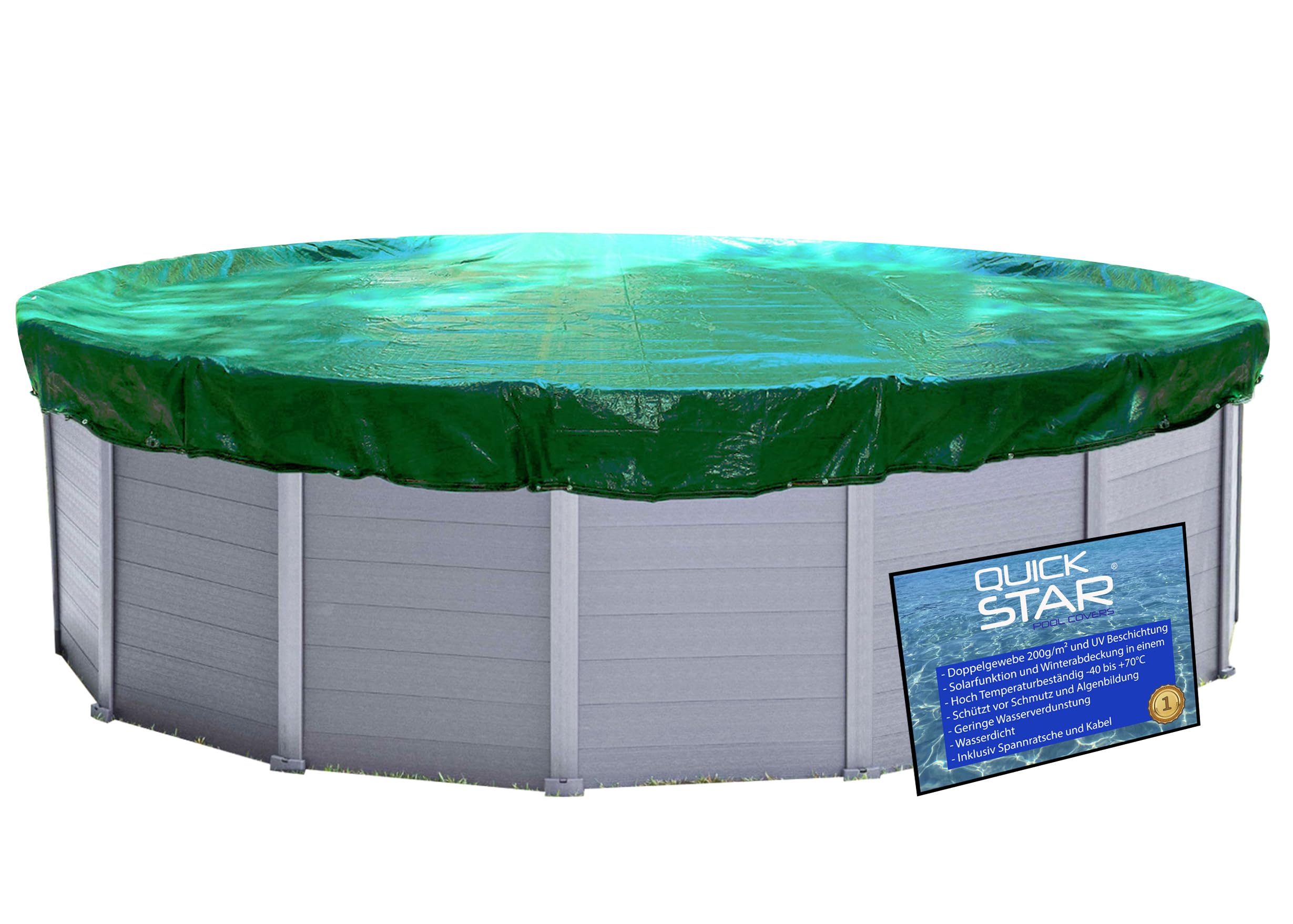 Quick-Star Cubierta de Invierno para Piscina Redonda, 420 cm diámetro, Lona Protectora 180g/m² — view 15