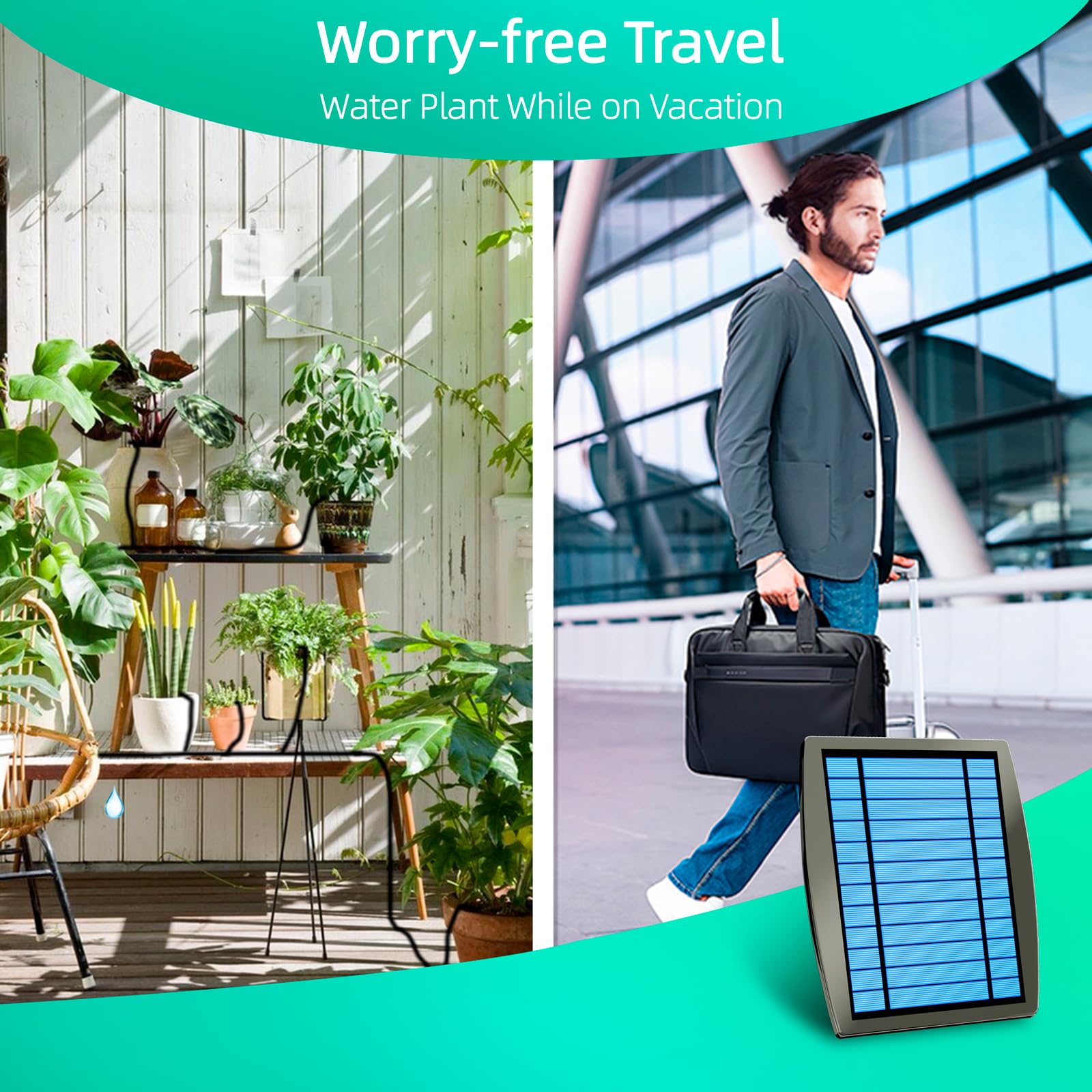 Sistema di irrigazione a goccia solare, supporta 30 vasi, 12 modalità di temporizzazione, kit di irrigazione a goccia, sistema di irrigazione automatico per piante da esterno, giardino e