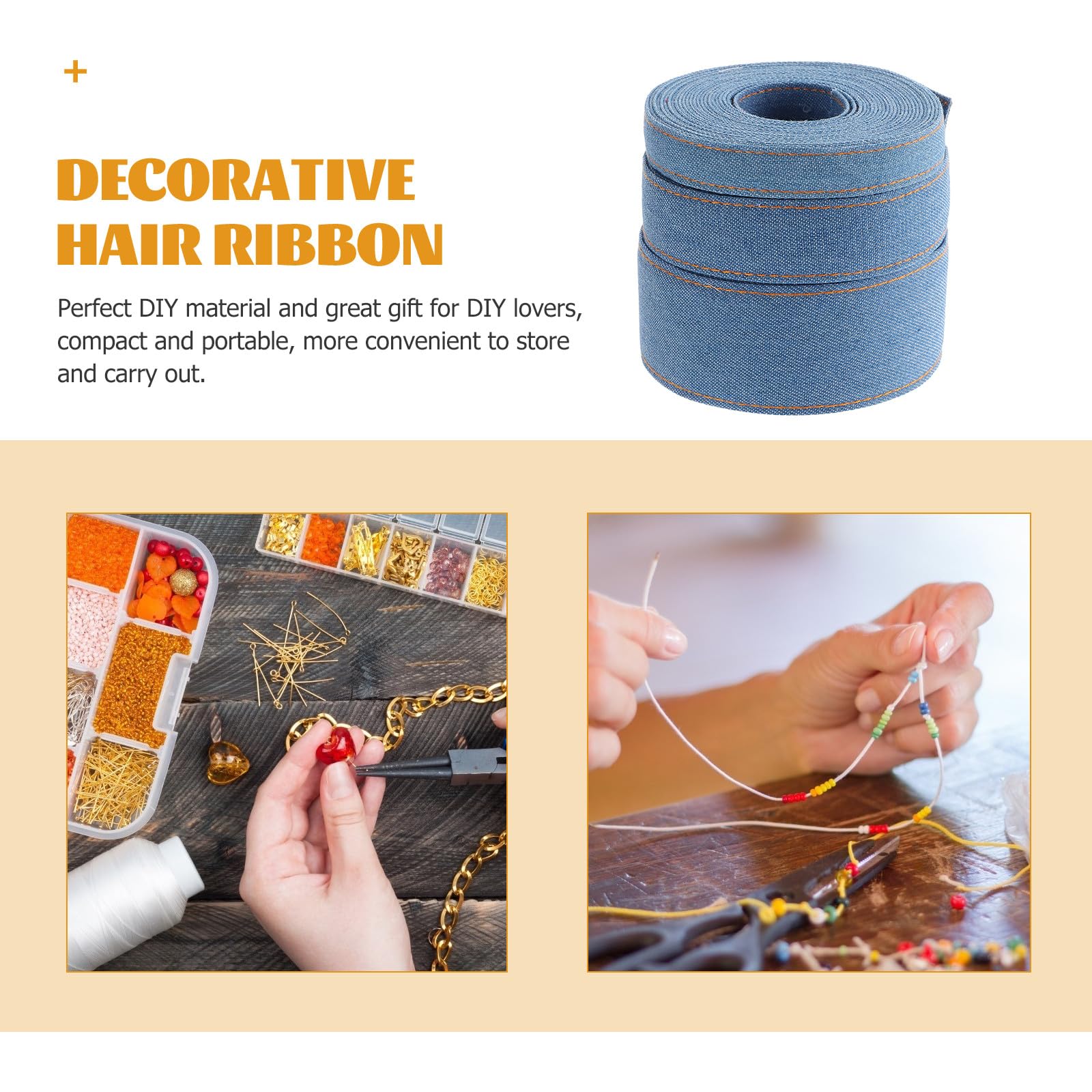 Healeved 3pezzi Nastro da Regalo Decorativo in Cvc e Denim Nastri per Confezioni Multifunzione e Fai da Te per Imballaggio Confezione di Abiti e Creazione di Fiocchi