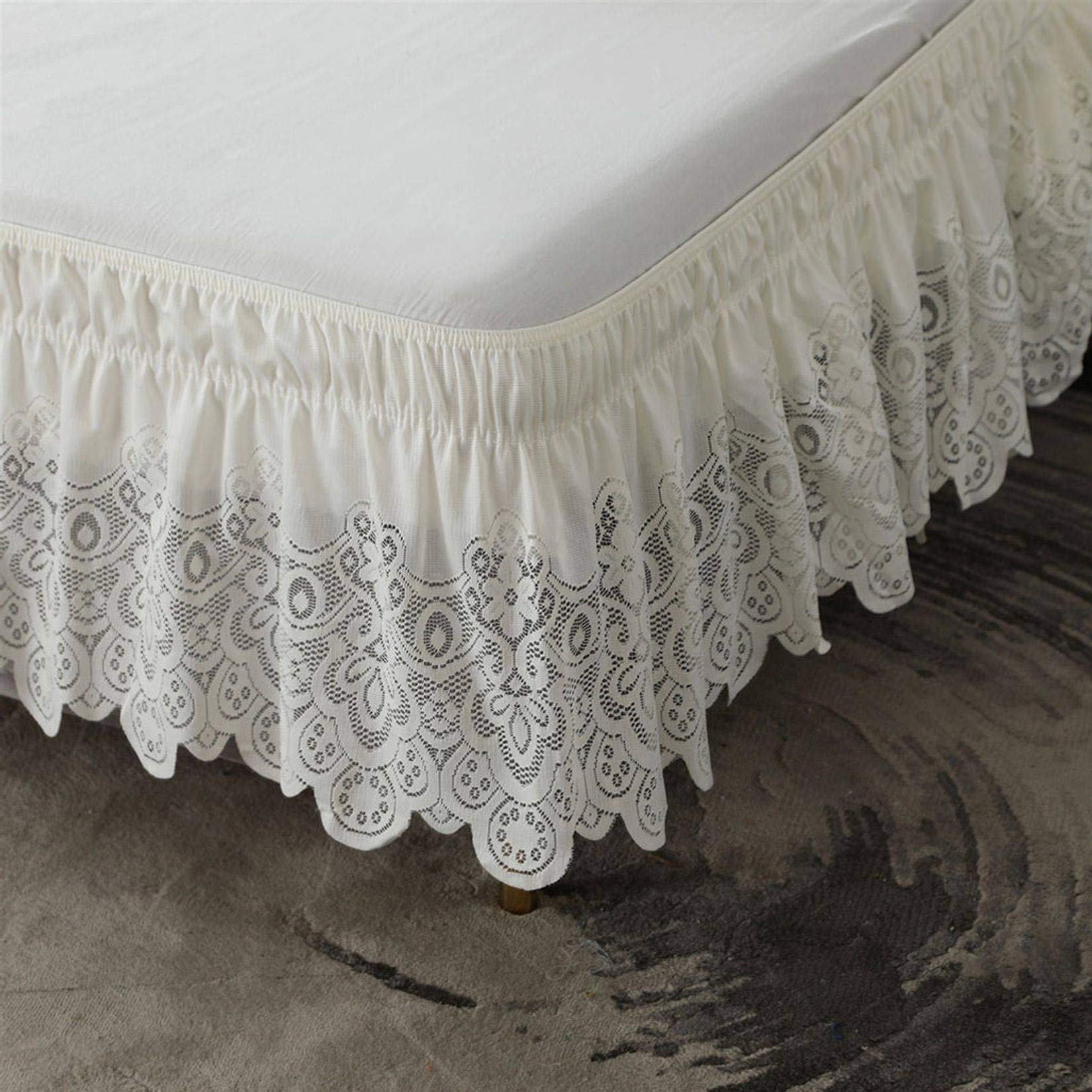 Jupe De Lit En Dentelle - Jupe De Lit En Tissu Polyester, Hauteur De 38