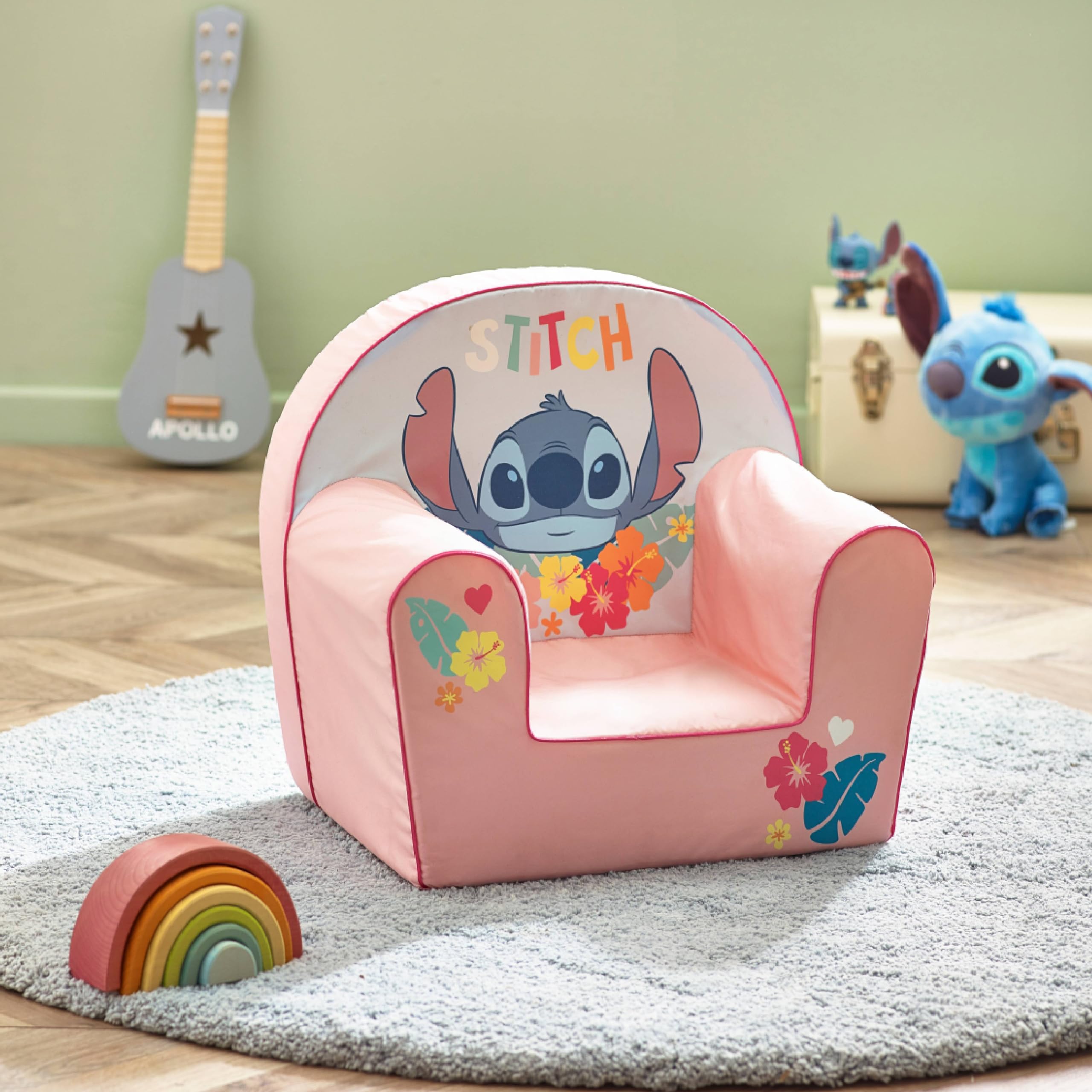 Disney Lilo & Stitch Foam Armchair for Kids – Officially Licensed Children's Chair for Girls & Boys Ages 3+, Lightweight Toddler Sofa Seat for Bedroom & Playroom, 50 x 32 x 43 cm, Pink