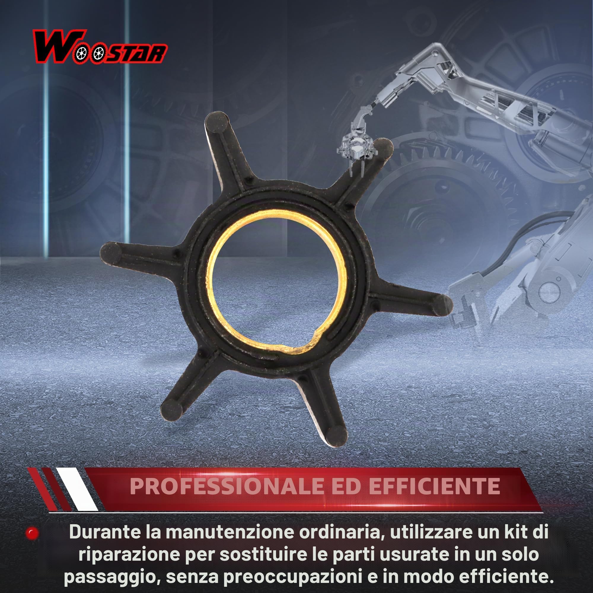 WOOSTAR Kit di Riparazione Girante Pompa Acqua Sostituzione per Mercury Mariner 2 Tempi 4 4.5 7.5 9.8HP Motore Fuoribordo OEM 47-89981Q1 47-89981T1