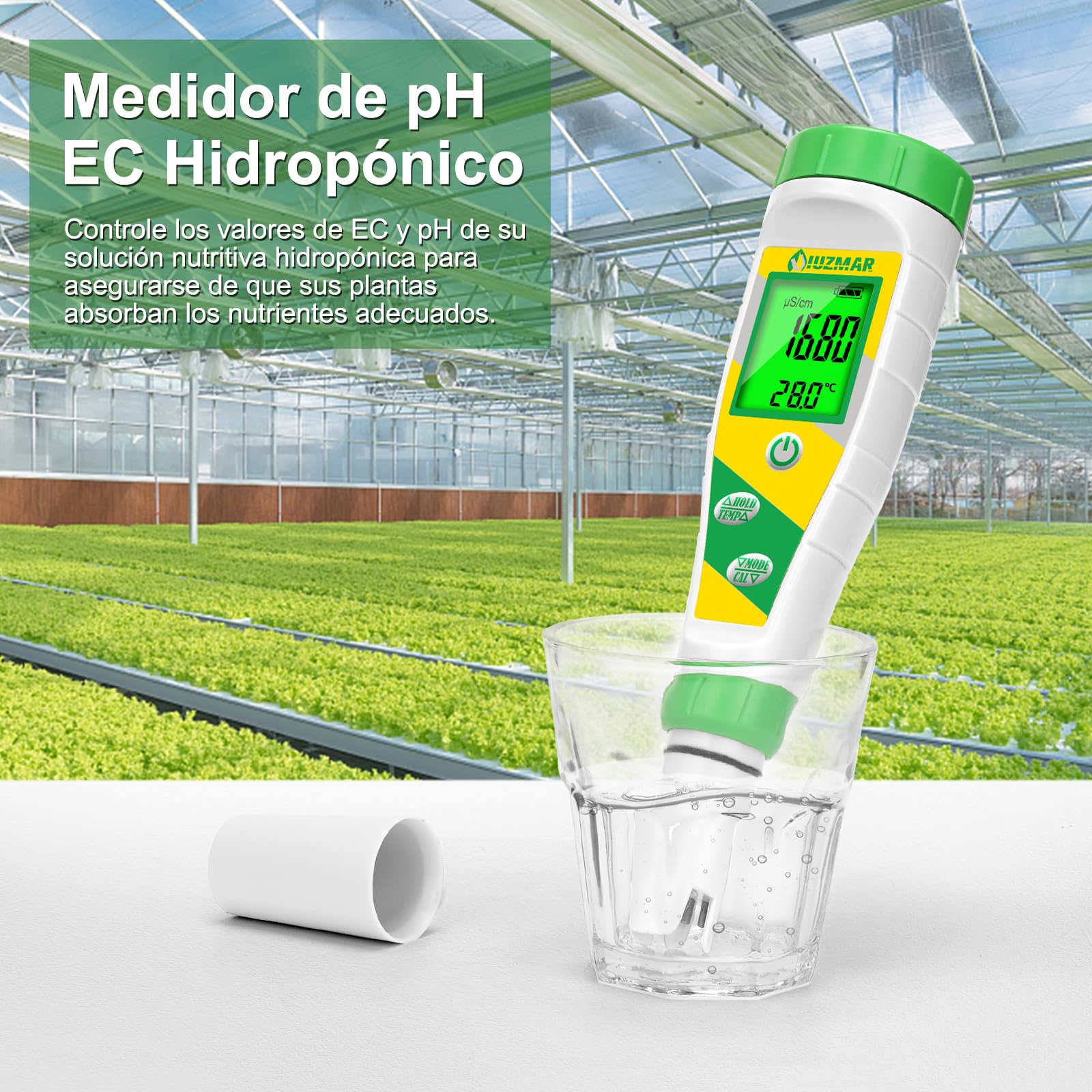 UIUZMAR Medidor de pH y Sal Piscina Salina, Test de Salinidad para Piscinas, Pantalla Digital 5 en 1, Medidor de pH TDS EC Salinidad Temperatura Para Piscina, Hidropónico, Acuario, Agua Potable, Spa