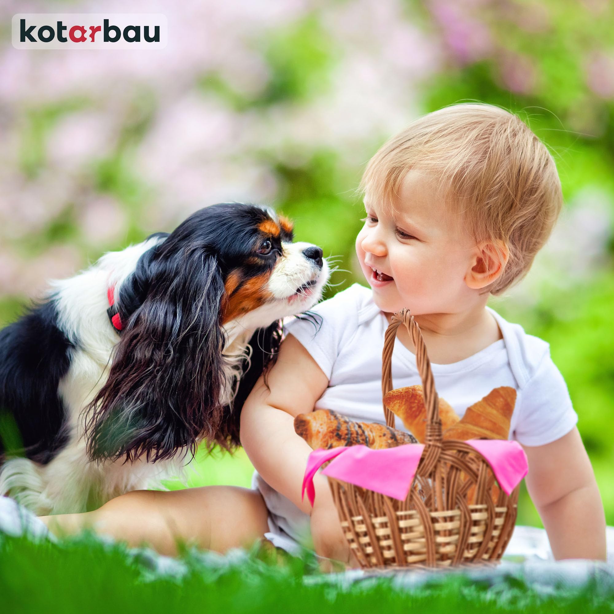 KOTARBAU Cestino per la spesa in vimini rotondo marrone naturale 250 x 170 mm con manico intrecciato in vimini per lo shopping e per picnic | Cesto decorativo per bambini