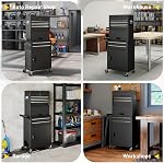 HOMCOM Lockable Tool Chest, 3-in-1 Rolling Tool Cabinet Combo with 6 Drawers and Pegboard, Detachable Steel Tool Storage Organizer for Garage and Workshop, Black