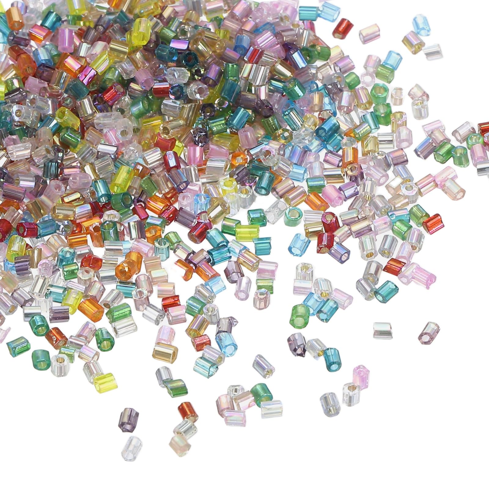 sourcing map 1400 Pcs Glass Bugle Beads, 1.5x1.5mm Tube Mini Loose Glass Seed Spacer Bead for DIY Earrings Necklaces Bracelets Jewelry Making (Silver Series) โ image 1
