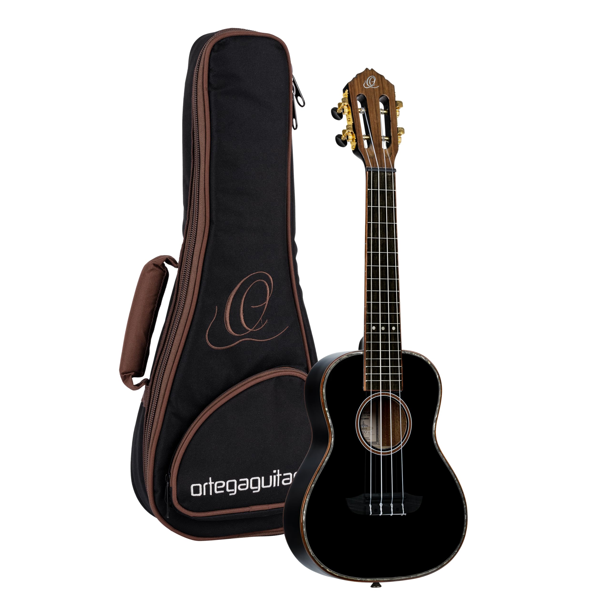 Ortega RUOX-CC Onyx Series Concert Size Ukulele Black with Gig Bag
