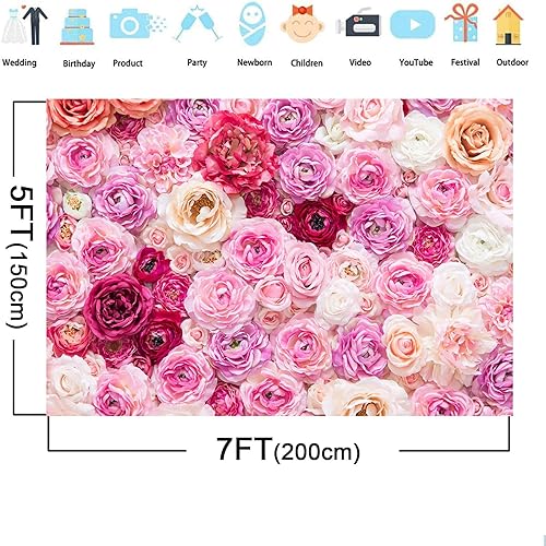 Miniatura 2 de Telón de fondo de flores de boda de arco de 7 x 5 pies, romántico, propuesta de flores, cortina de flores, cortina de ceremonia, pancarta de