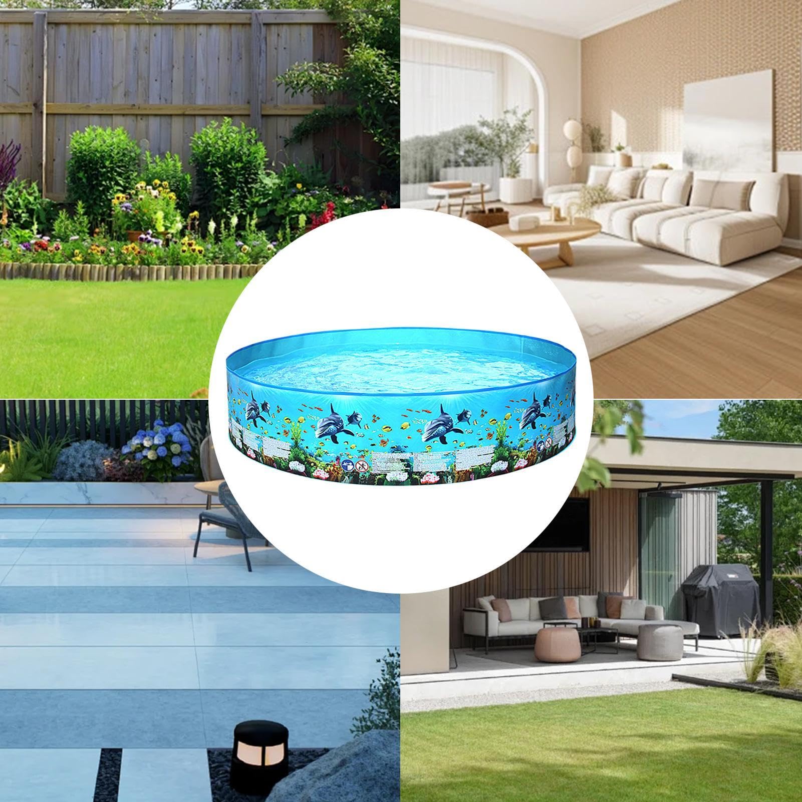 Shallow Pool Jasonwell Foldable Dog Kiddie Pool Hard Plastic