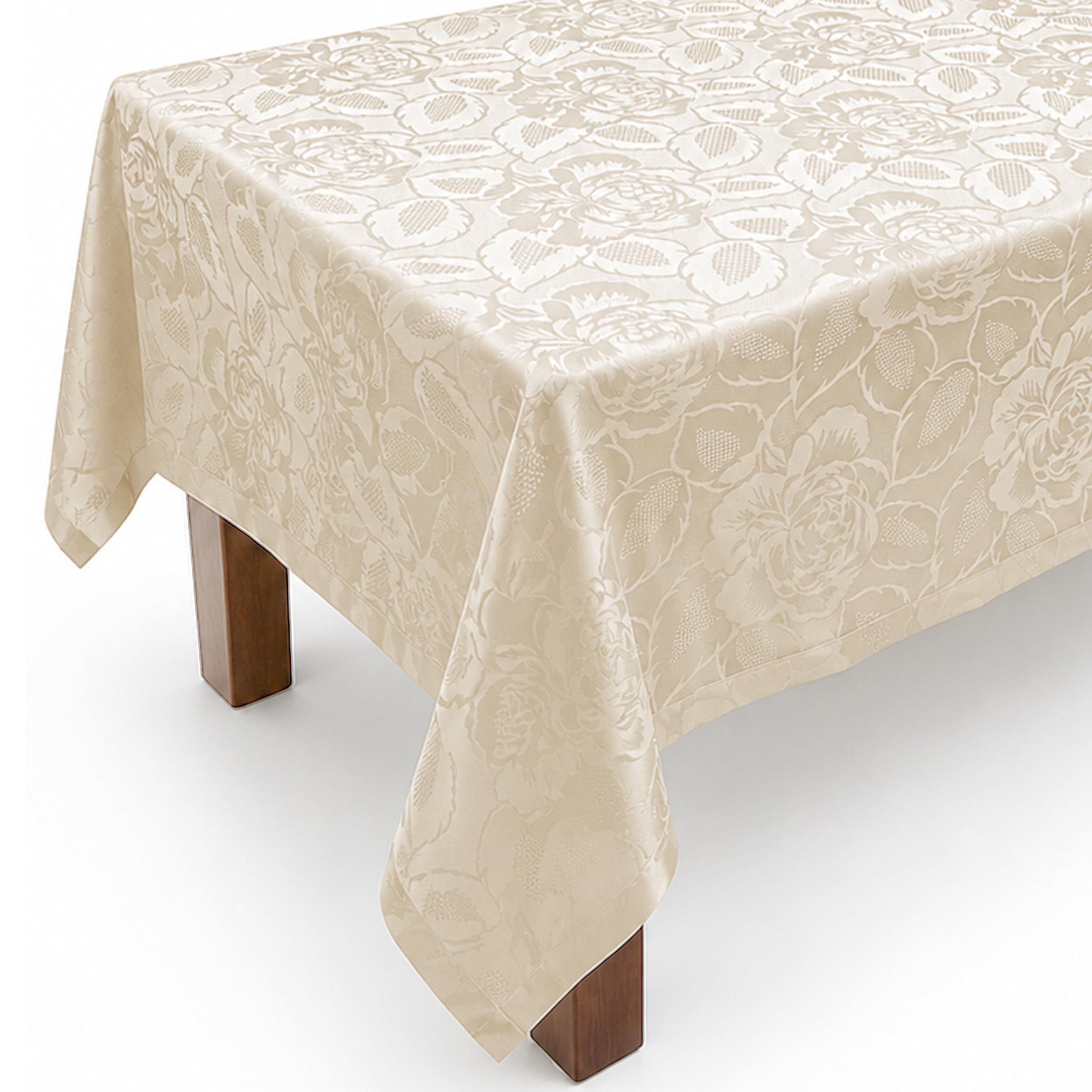 DecoHomeTextil Retro Tischdecke Rosalia mit feinem Rosenmuster – Für eine warme, Elegante Tischatmosphäre, Rechteckig 160 x 320 cm Champagner, der Klassiker