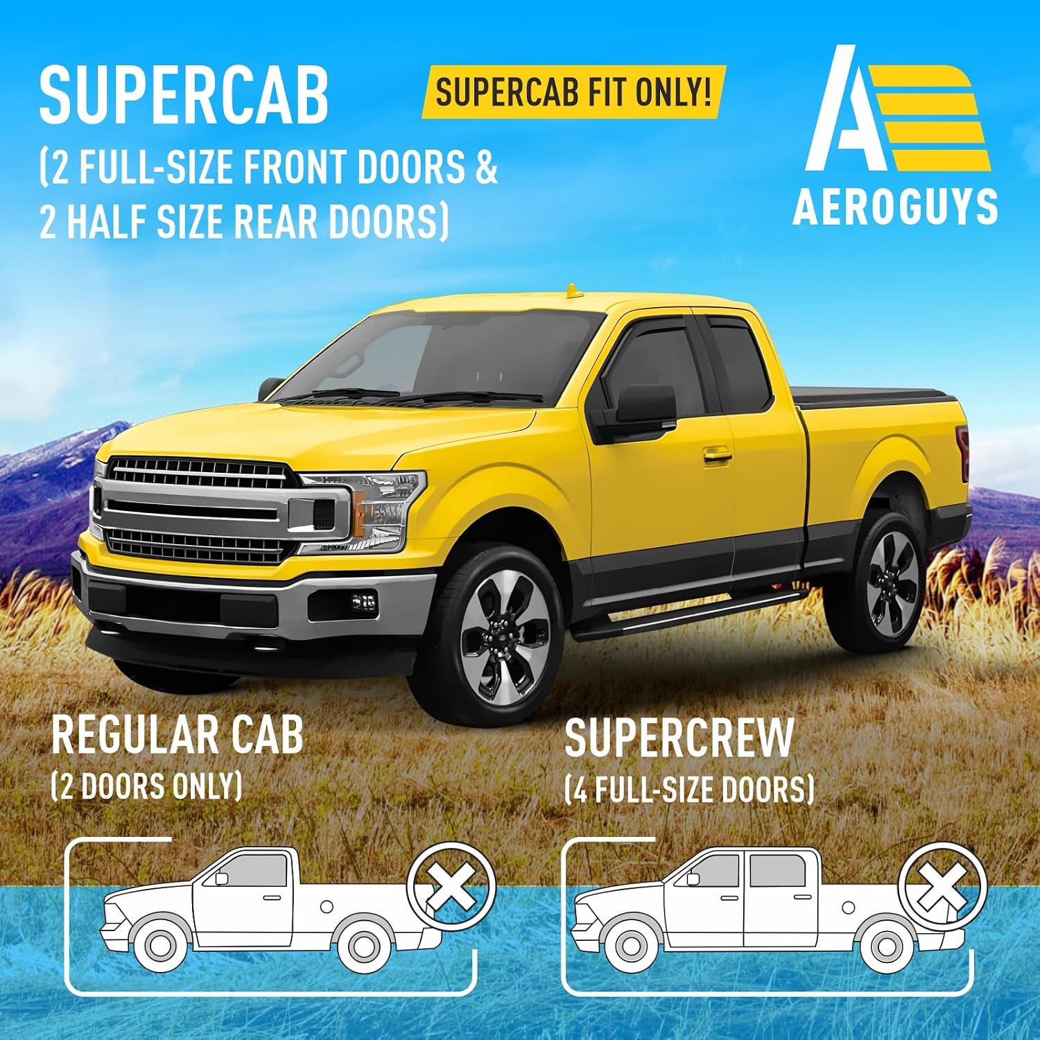 Extra Durable Window Deflectors in-Channel Window Visors Rain Guards Fit for Ford F150 2015-2020 SuperCab, Sun Visors, Wind Vent for Shades, Exterior Car Accessories - 4pcs. AG0048