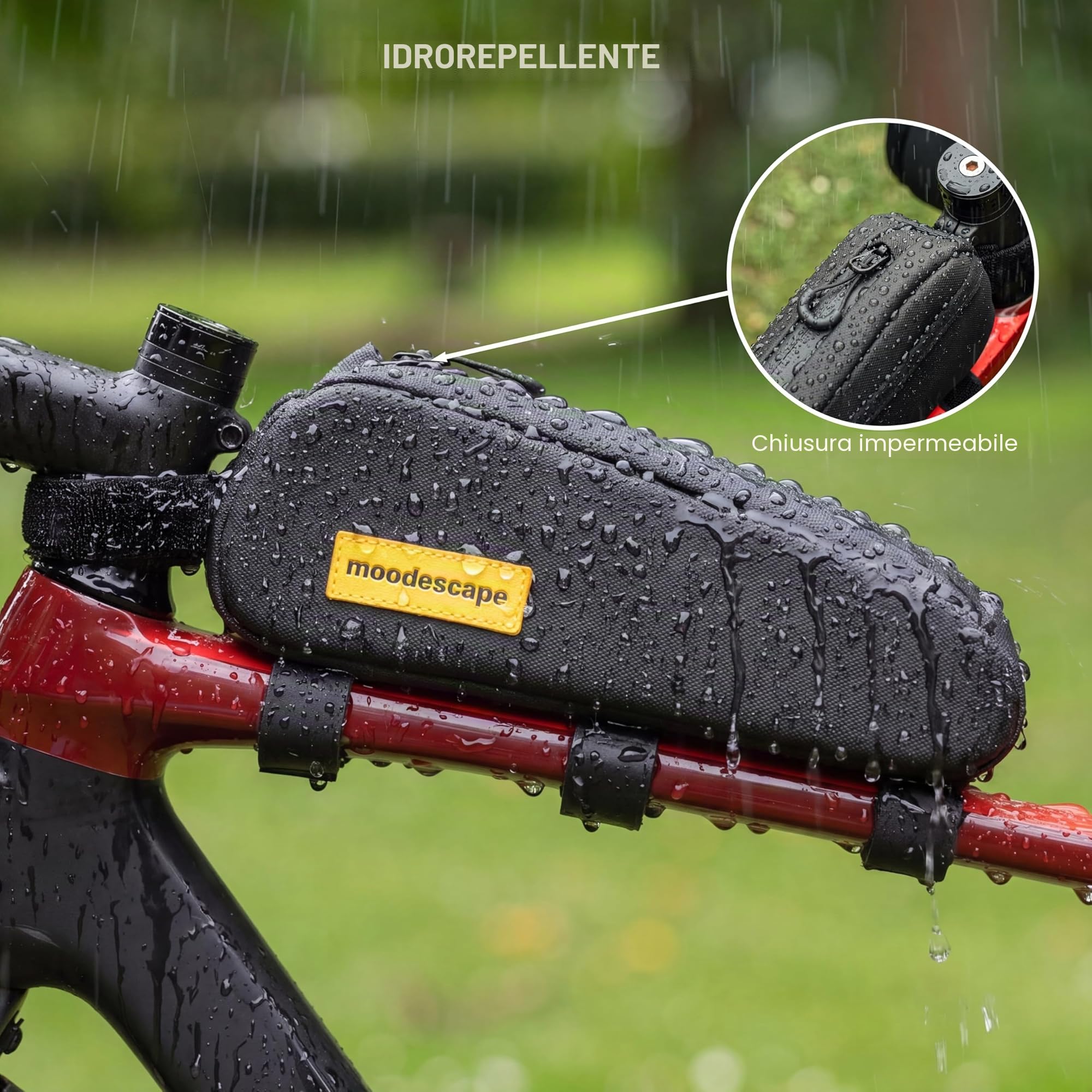 Borsa per tubo superiore da 1,0 l, resistente poliestere riciclato, apertura con una sola mano, tenuta ferma speciale, per bici da gravel, bici da strada, mountain bike