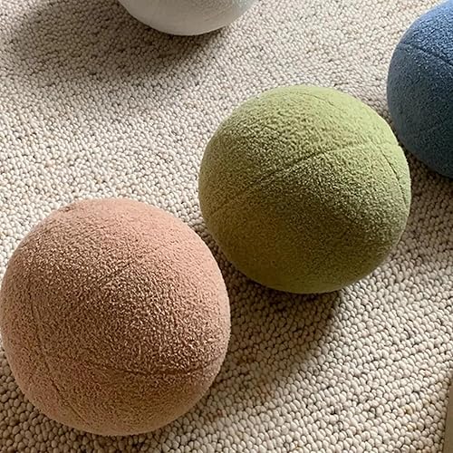 Miniatura 5 de Almohada de esfera redonda de 11.8 pulgadas, almohada de felpa para sofá, decoración del hogar (camello, 11.8 pulgadas)