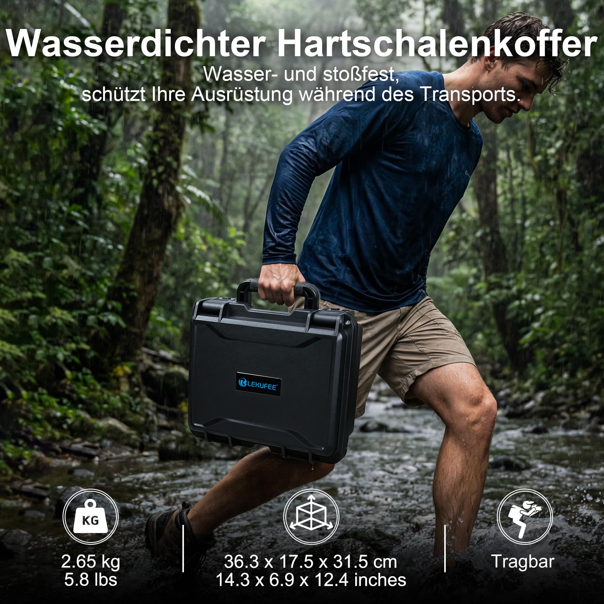 LEKUFEE wasserdichte Harte Transportkoffer für DJI Neo 2 Drohne, Motion Fly More Combo, DJI RC 2, RC N3, Goggles N3/3, RC Motion 3 und Zubehör (nur Tasche)