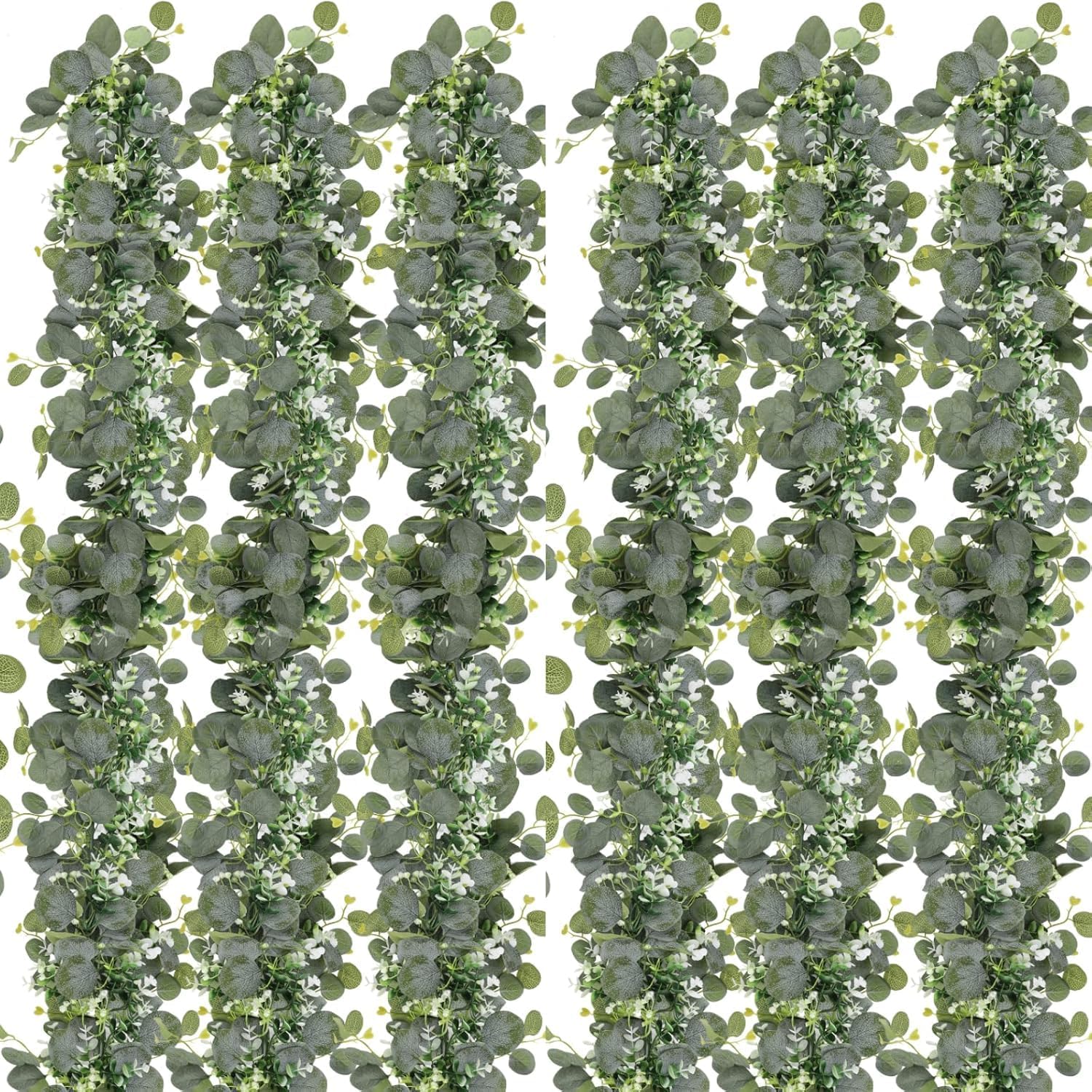 N&T NIETING Künstliche Eukalyptusblätter-Girlande, künstliche grüne Girlande, Dekoration, 1,8 m, Sommergirlande, künstliche hängende Ranken-Girlanden für Dekoration, Tischsims, 6 Stück