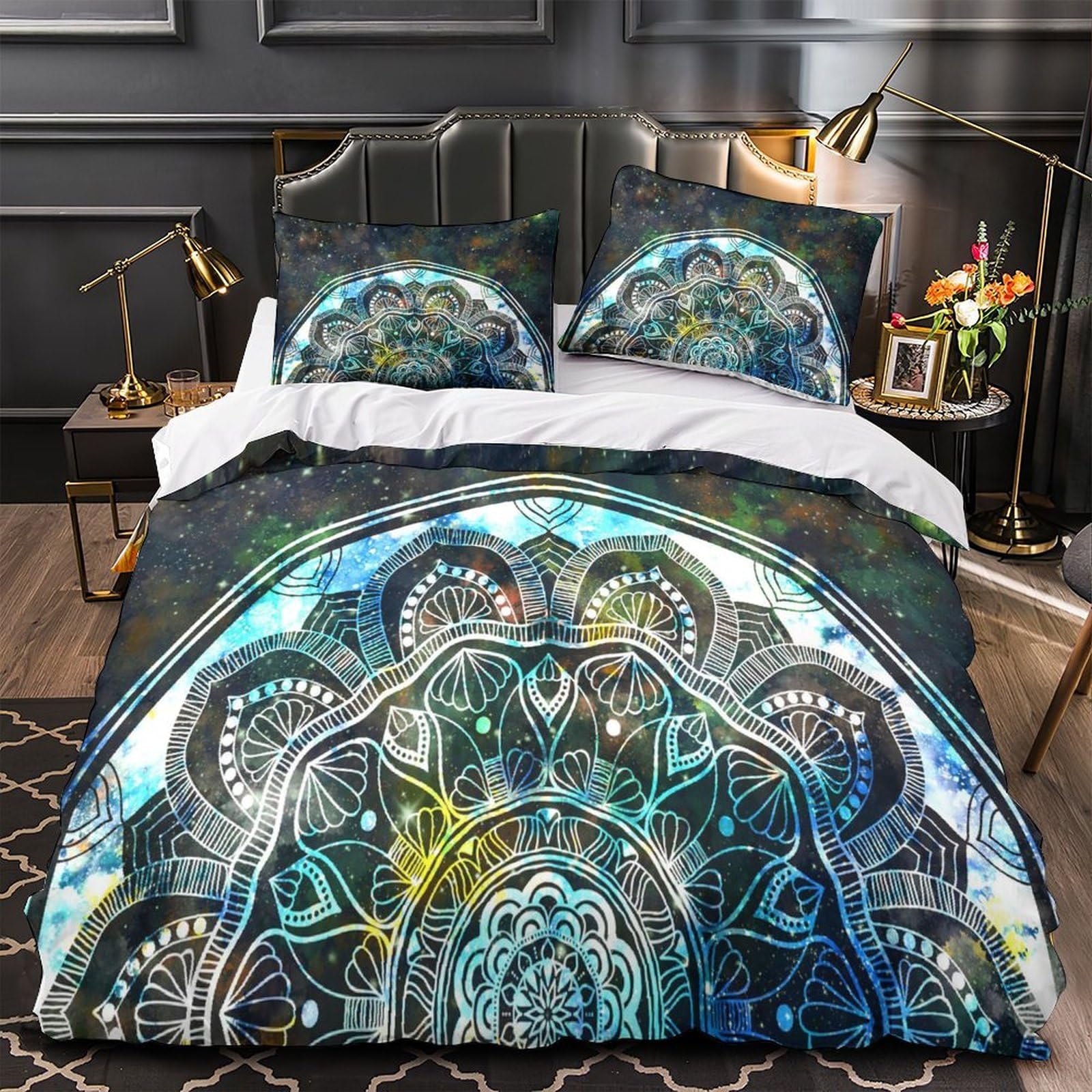 Housse de couette 140x200 cm mandala pour lit garçon et ado