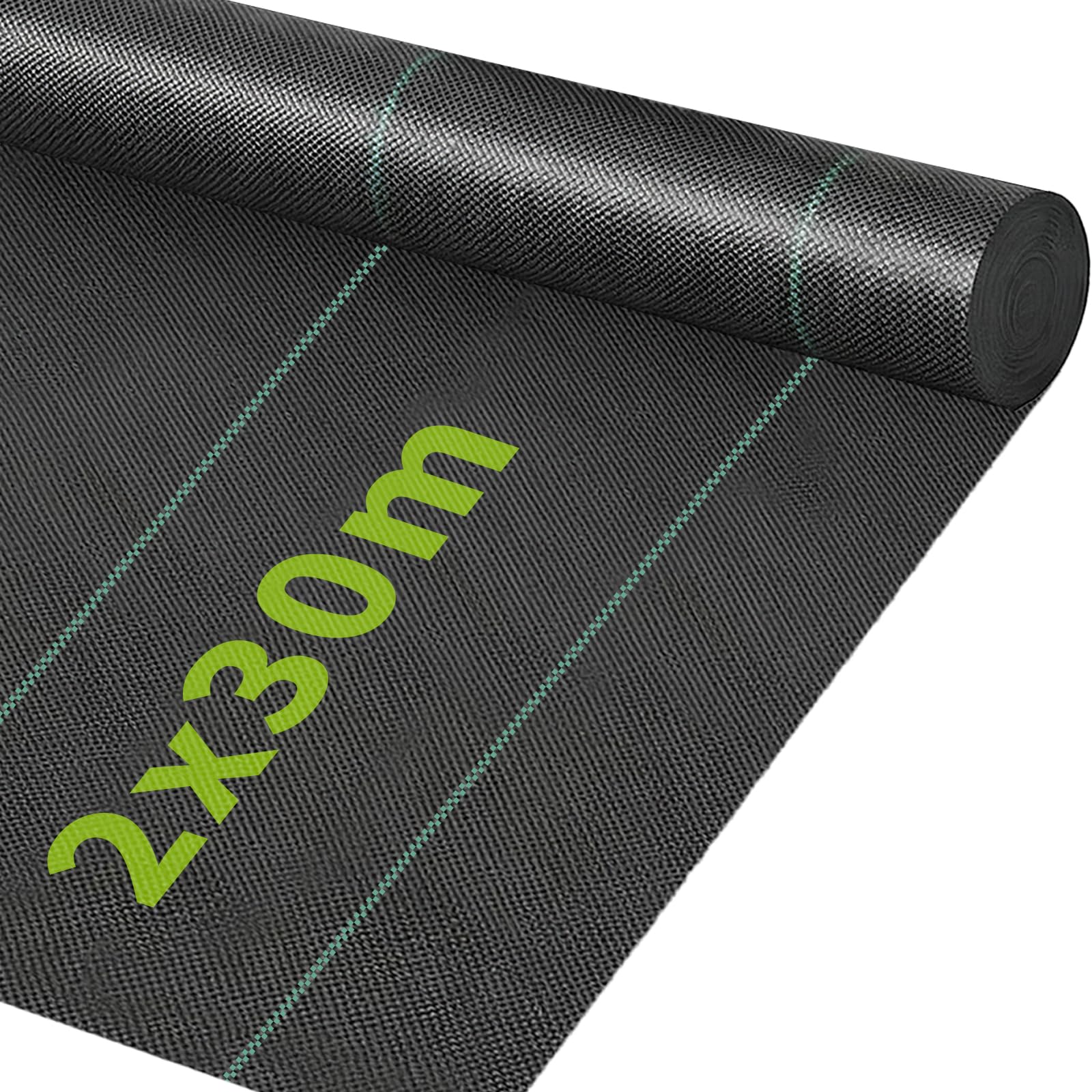RITOLLO 2m x 30m Weed Membrane Heavy Duty Weed Control Fabric, UV Stabilised Weed Barrier Fabric, Woven Ground Cover for Landscaping Driveway Gravel Artificial Grass Lawn Underlay (2x30m)