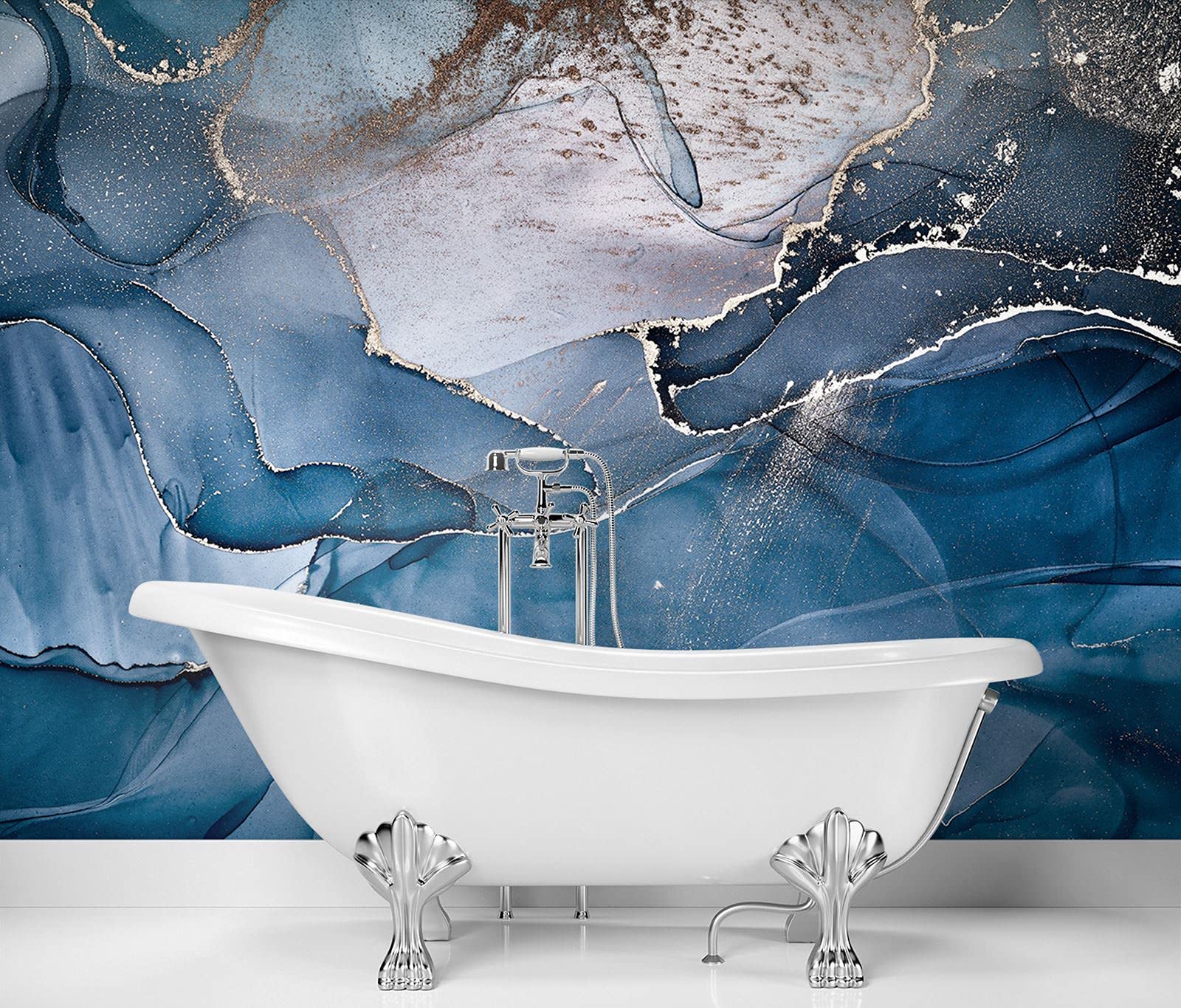 Feeby Carta Da Parati Minerale Sezione Trasversale Marmo 350x245 cm blu Fotomurale Tessuto Non Tessuto Per Casa Ufficio Camera Da Letto Gabinetto Soggiorno Astratto Struttura Pietra