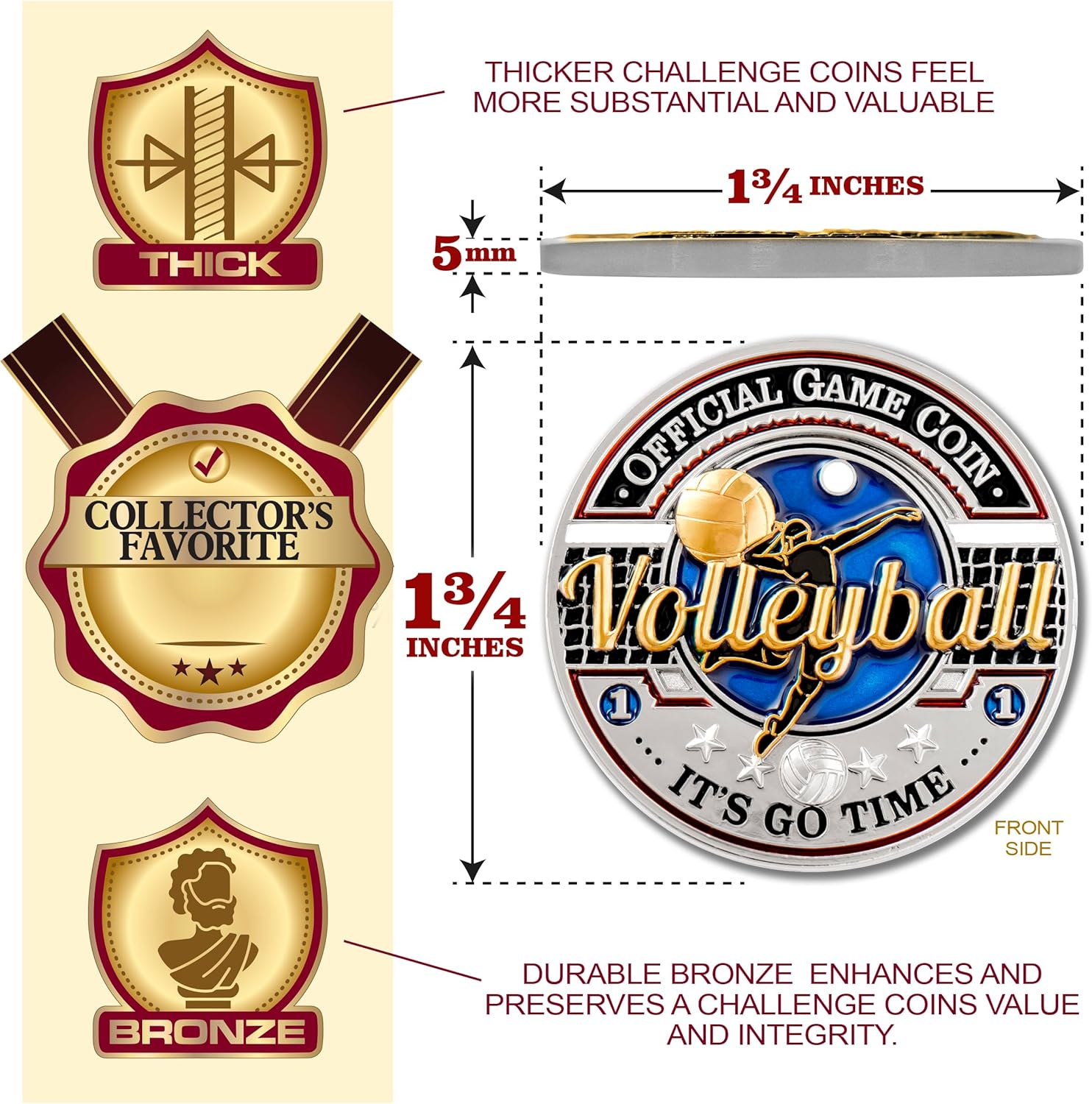 Armor Coin & Emblem - Volleyball Challenge Coin - Game -Memorabilia - Encouragement Gift Ideas - Recognition for Volleyball Player Coach Official (with Tin Box Set of 2)
