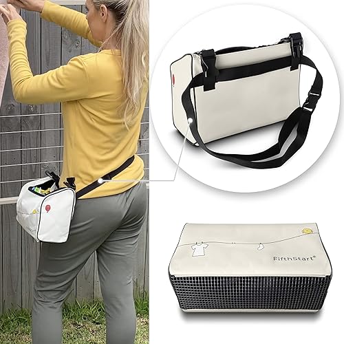 Miniatura 3 de Bolsa de pinzas para la ropa con correa para el hombro y la cintura. Clips de doble seguridad y soporte inteligente de malla de secado rápido para