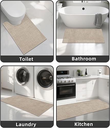 Miniatura 7 de YIHOUSE Tapetes de baño de 16 x 32 pulgadas, antideslizantes, de secado rápido, tapetes de baño delgados para baño, tapetes de baño delgados y