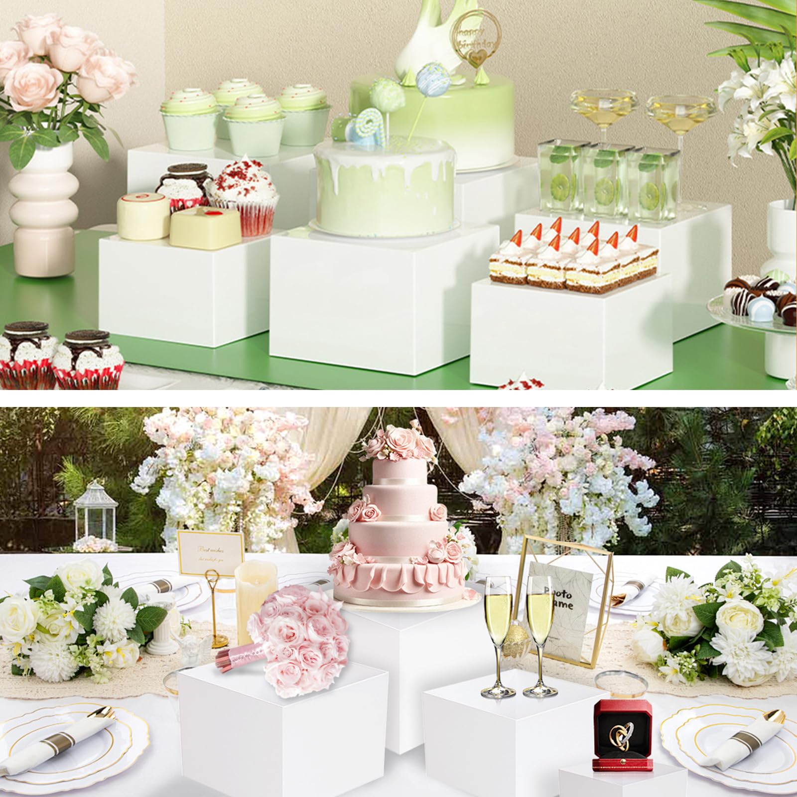 Set di 6 pezzi per buffet risers, acrilico catering dessert da tavolo, a forma di cubo, per matrimoni, cupcake e feste