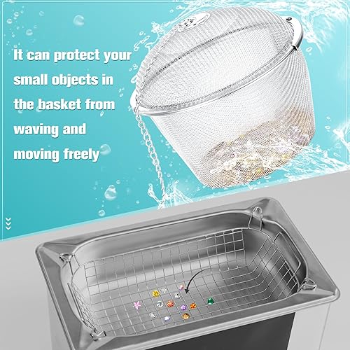 Miniatura 5 de Honeydak 3 cestas limpiadoras de joyas, cesta limpiadora de vapor, cesta de acero inoxidable para piezas pequeñas y solución limpiadora con