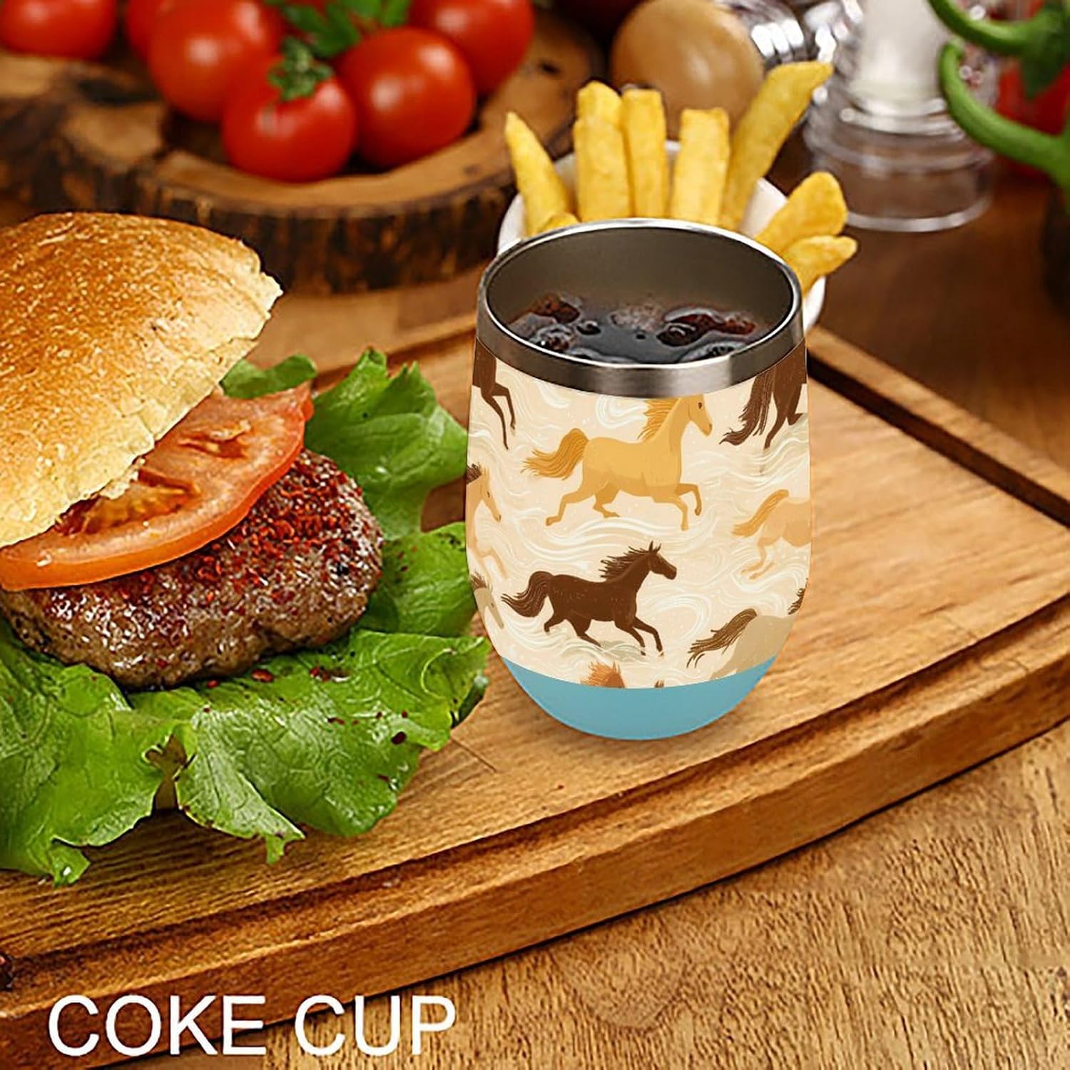 Running Horse Race Insulated Drinking Cup Stainless Steel Coffee Mug Wine Tumbler with Lid 12OZ