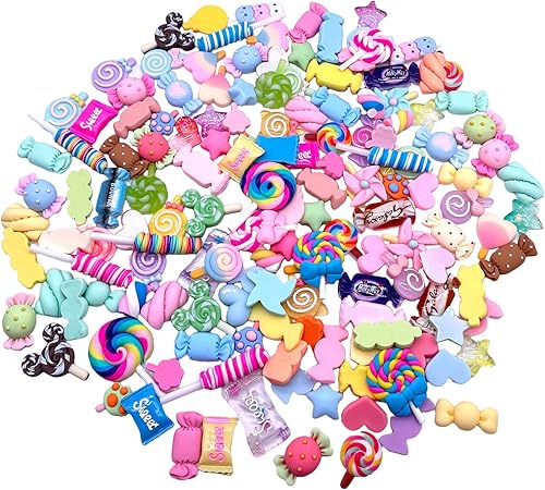 Miniatura 9 de 150 dijes de slime de resina falsos de caramelo, parche de resina kawaii lindo juego de dulces de espalda plana, decoraciones surtidas mixtas para