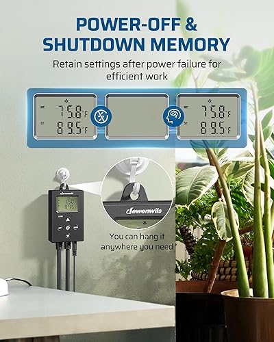 Miniatura 5 de DEWENWILS Toma de termostato digital con controlador de temperatura con modo de calefacción y refrigeración para congelador de pecho, cerveza