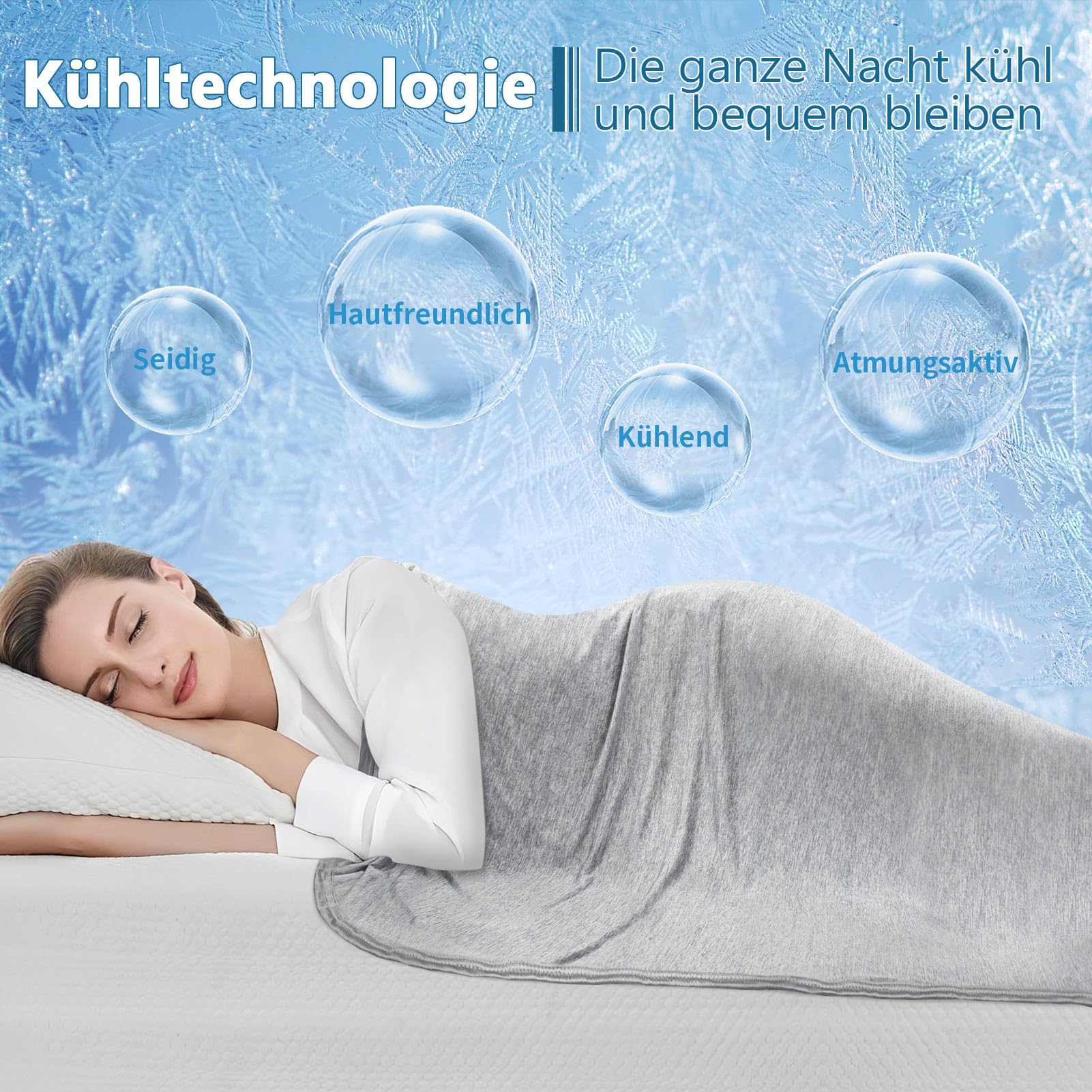 Nigecue Kühldecke 150 x 200cm, Selbstkühlende Sommerdecke mit Arc-Chill Q-Max>0.5, Atmungsaktiv Leichte Bettdecke, 2 in 1 doppelseitig Wohndecke Sofadecke Cooling Blanket zum Schlafen