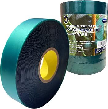 6-Pack, 8 mil Extra Thick 150 Ft x 1 Green Garden Tie Tape for Planting, Grafting, Fixing and Tying Plants, PVC Material, Matte Green, Tube Style