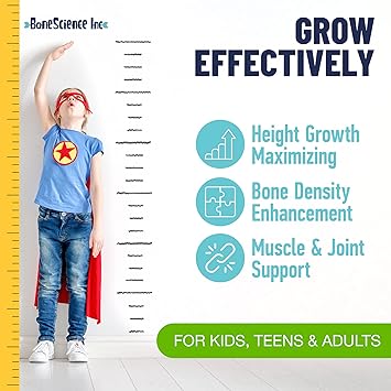 Height Growth Maximizer - Growth Optimization Supplement for Teens & Young Adults Bone & Development Support with Calcium, Vitamin D3, Zinc & Amino Acids 60 Count