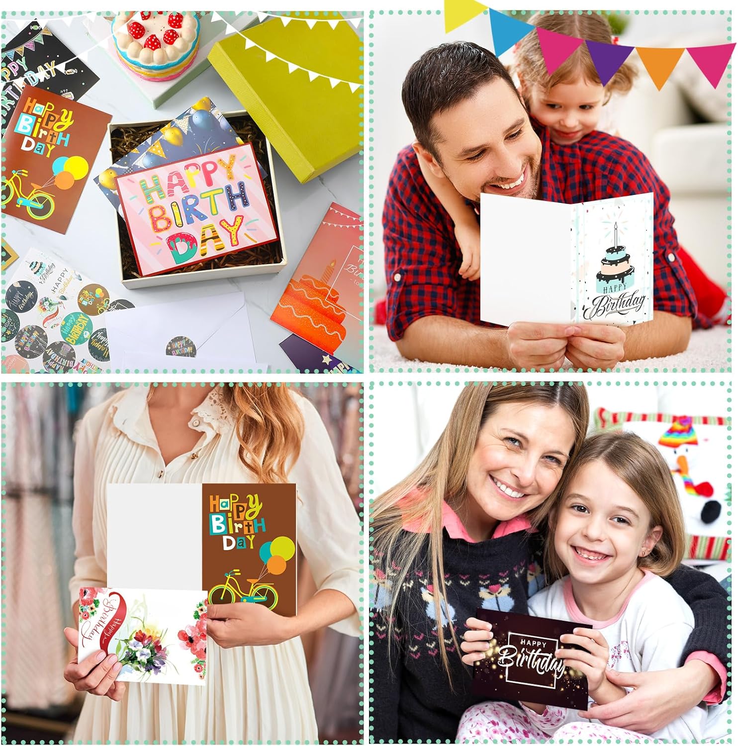 200 Set Unique Happy Birthday Card Bulk with Envelope and Sticker Blank Greeting Card Large 5 x 7 Inch Suitable for Office Kids Women Men, 20 Styles(Actual Style)